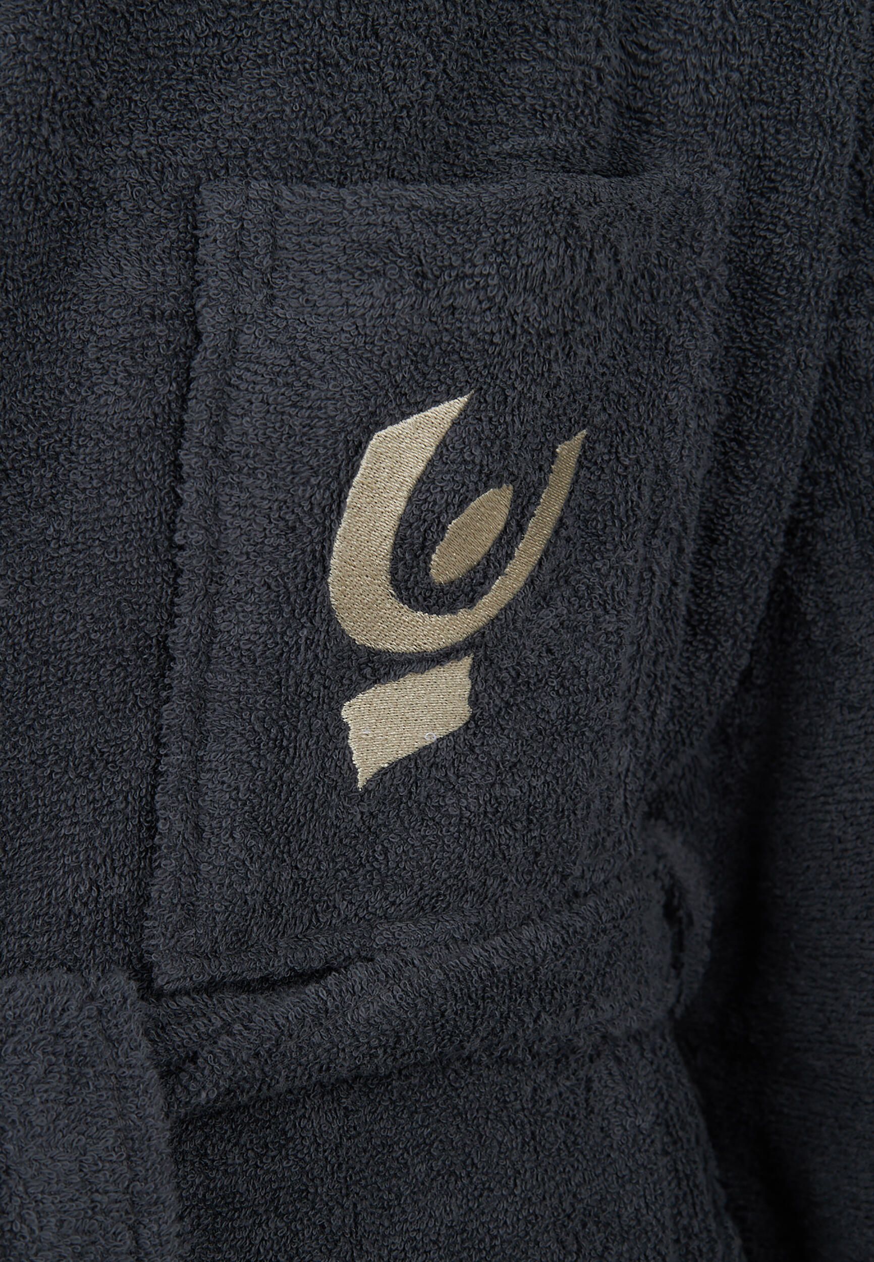 Accappatoio Grigio in Spugna con Logo Ricamato e Tasche 3/4