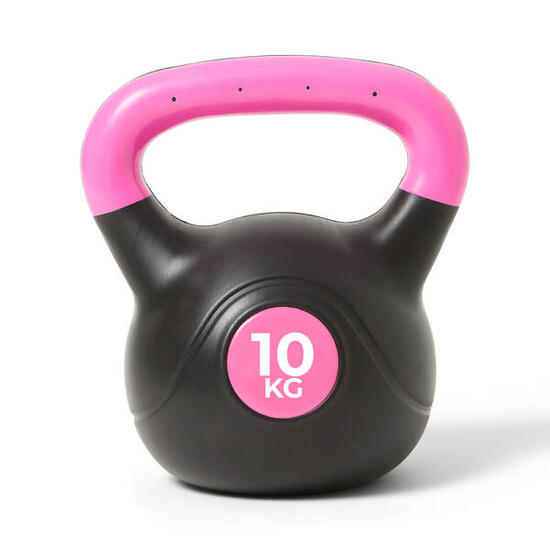 Kettlebell Plastique de Musculation et Cross Training INDIGO Noir-Rose 10 kg