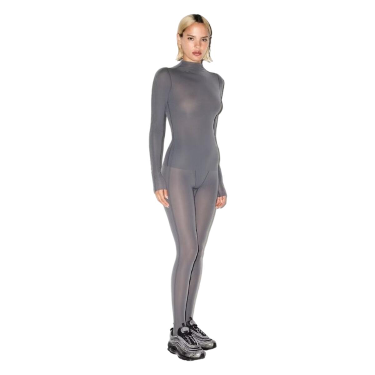 x SKIMS Women's Weightless Layers Mock Neck Long Sleeve Top Lead 3/5