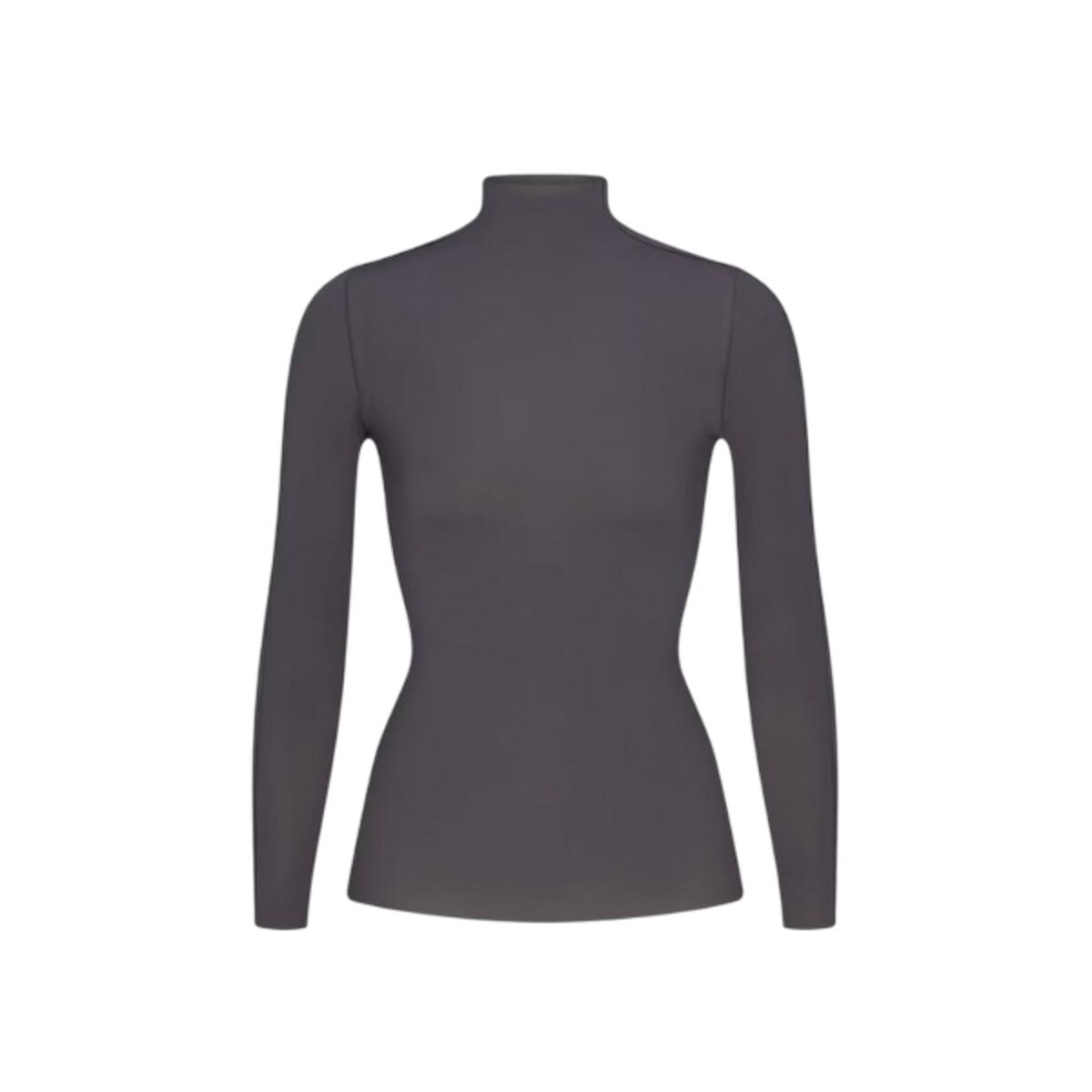 x SKIMS Women\'s Weightless Layers Mock Neck Long Sleeve Top Lead
