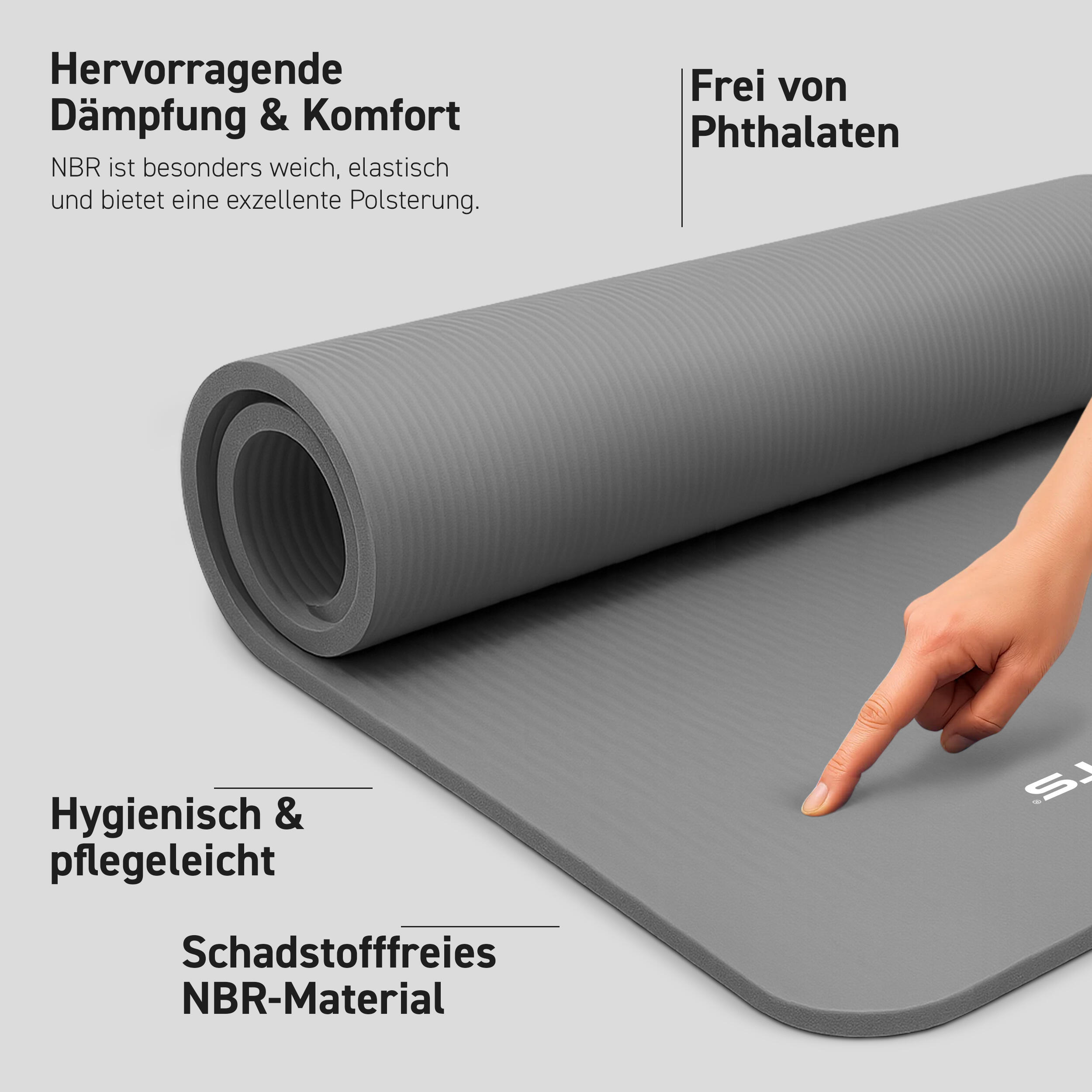 Gymnastikmatte Premium inkl. Gurt + Poster + Workout App / Hautfreundlich 2/8