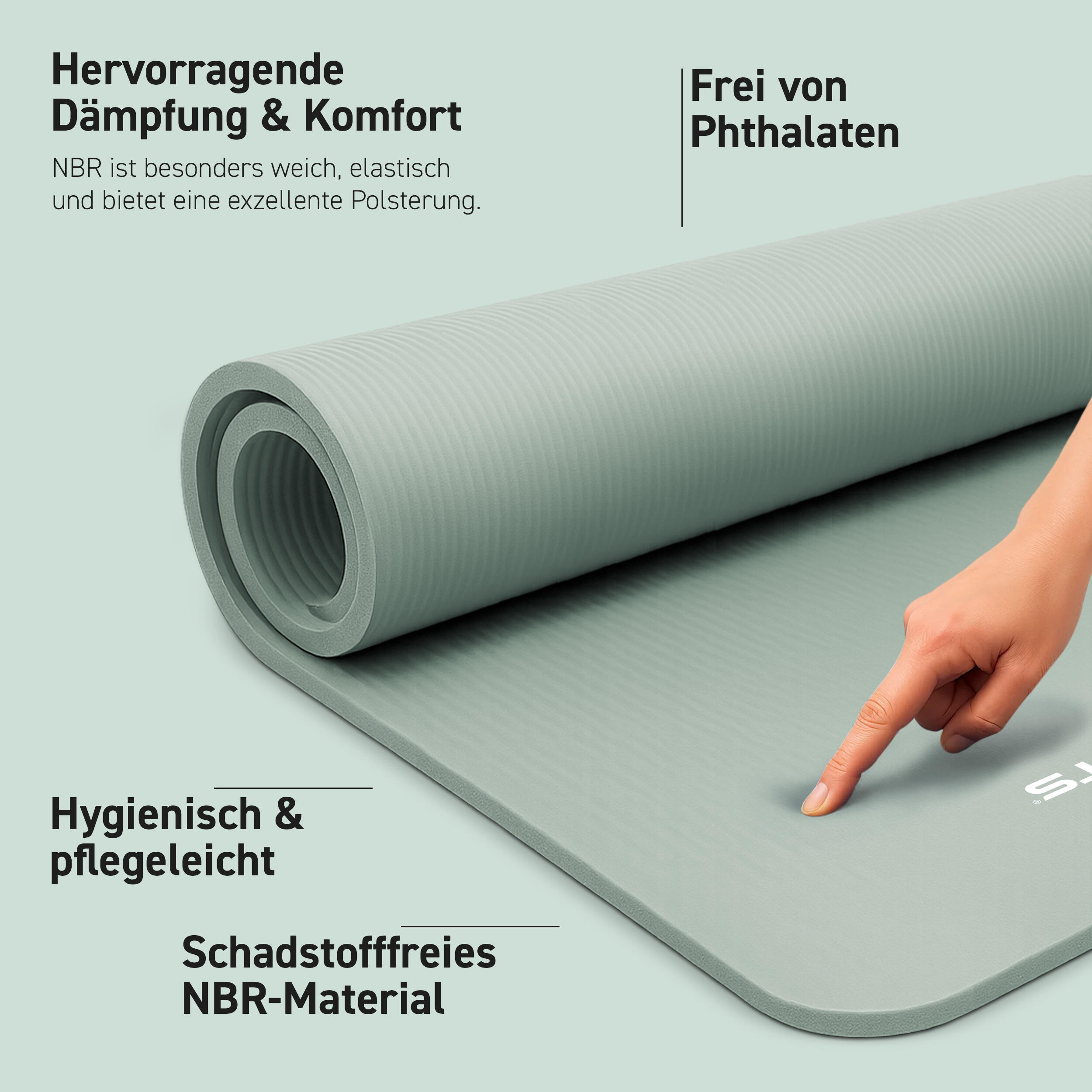 Gymnastikmatte Premium inkl. Gurt + Poster + Workout App / Hautfreundlich 2/8