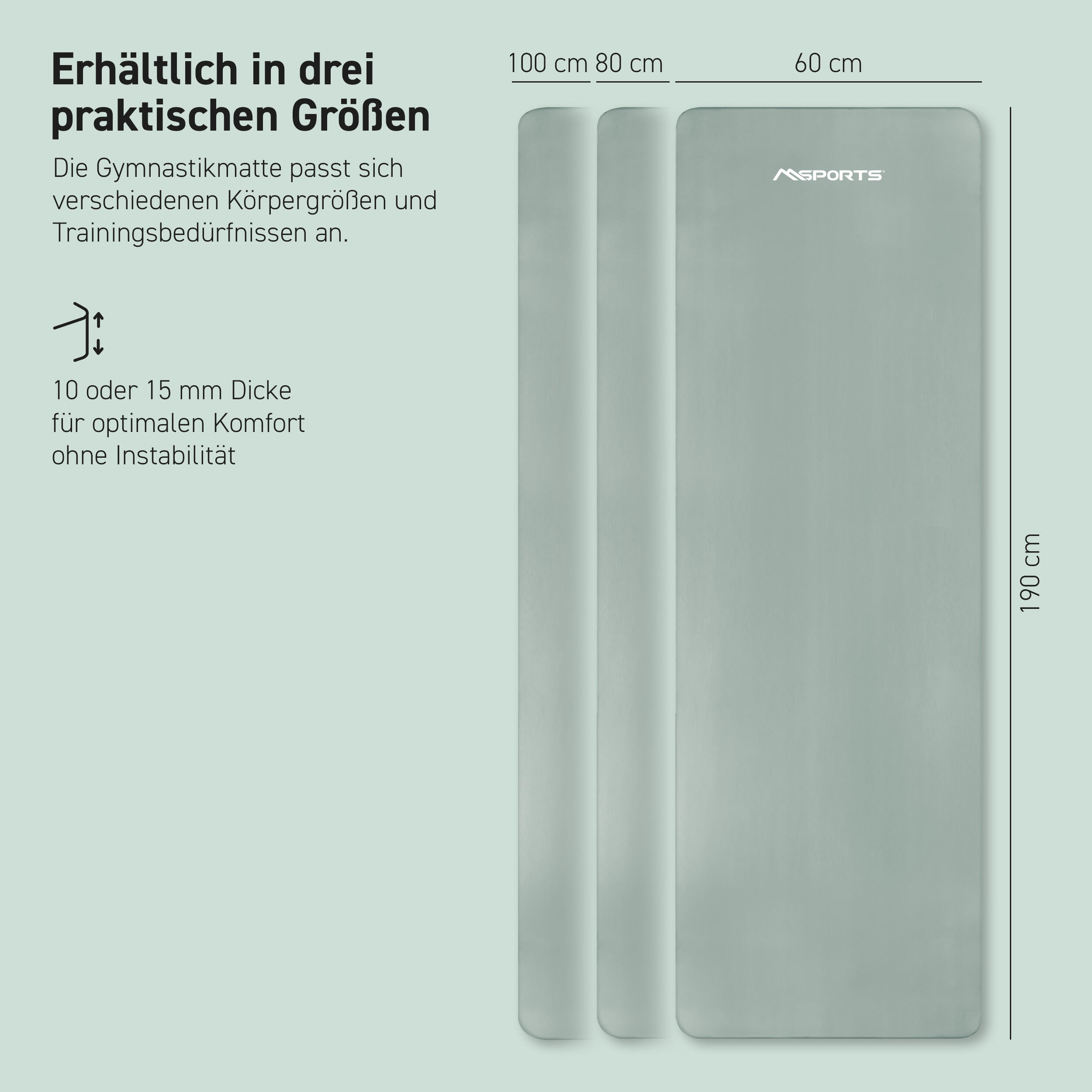 Gymnastikmatte Premium inkl. Gurt + Poster + Workout App / Hautfreundlich 5/8