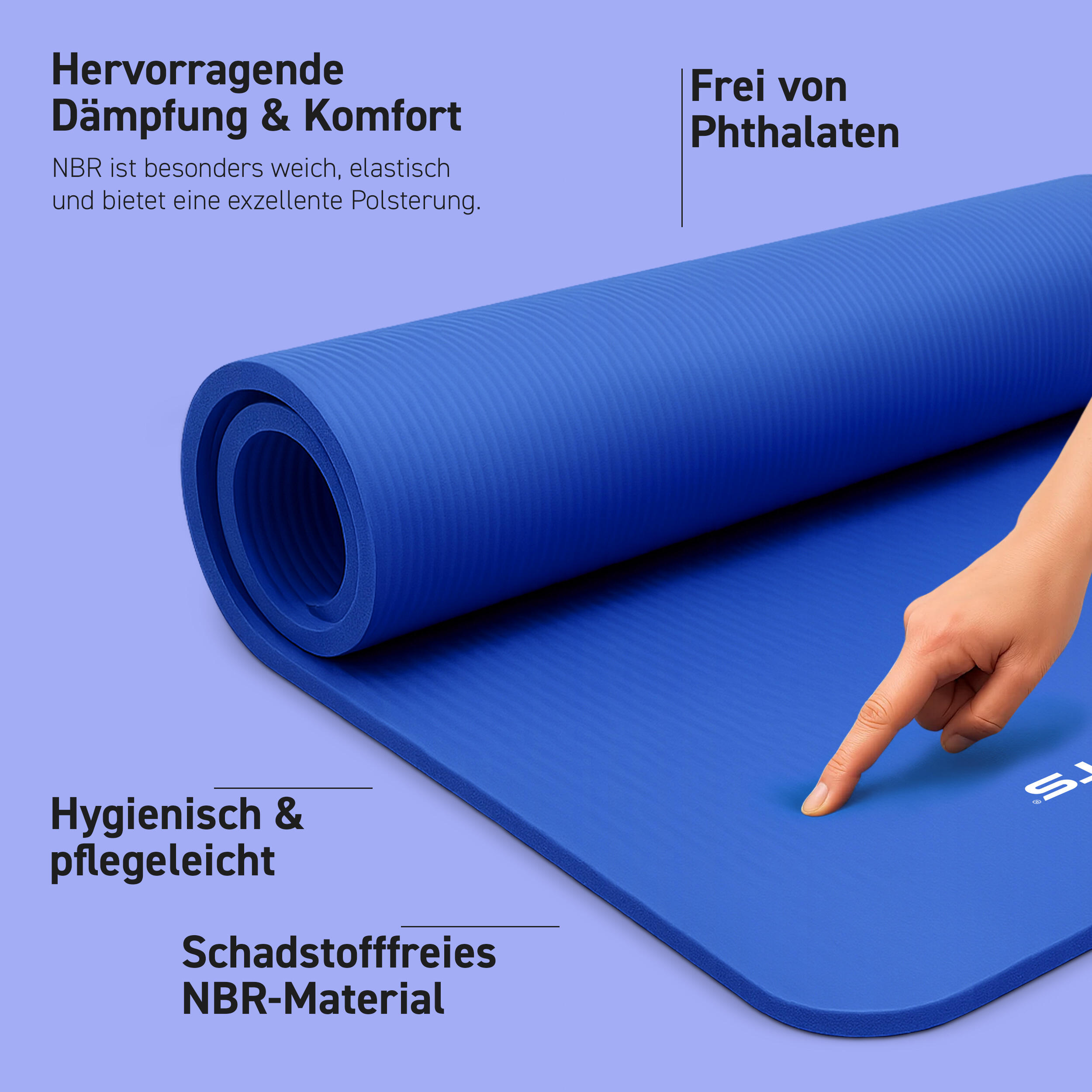 Gymnastikmatte Premium inkl. Gurt + Poster + Workout App / Hautfreundlich 2/8