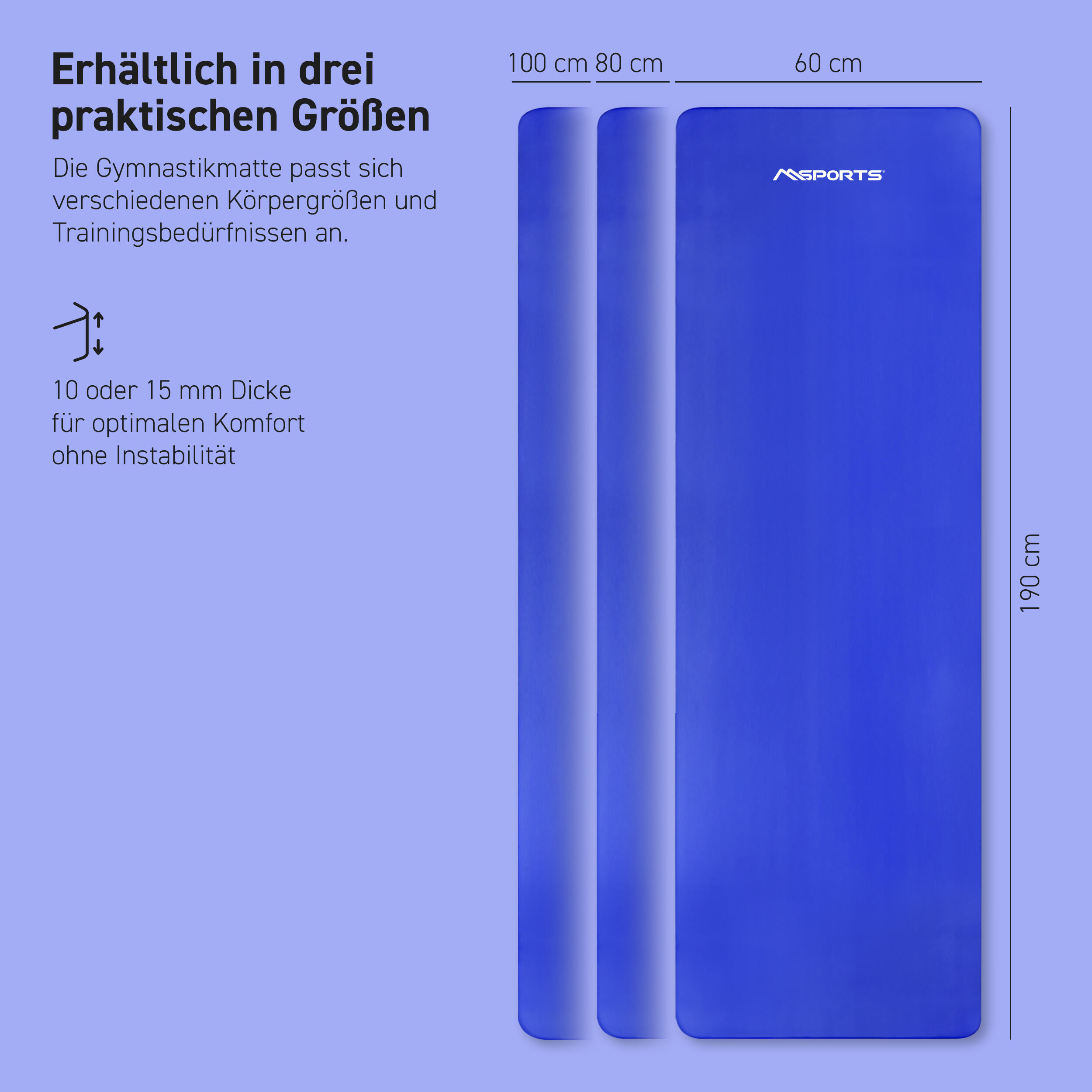 Gymnastikmatte Premium inkl. Gurt + Poster + Workout App / Hautfreundlich 5/8