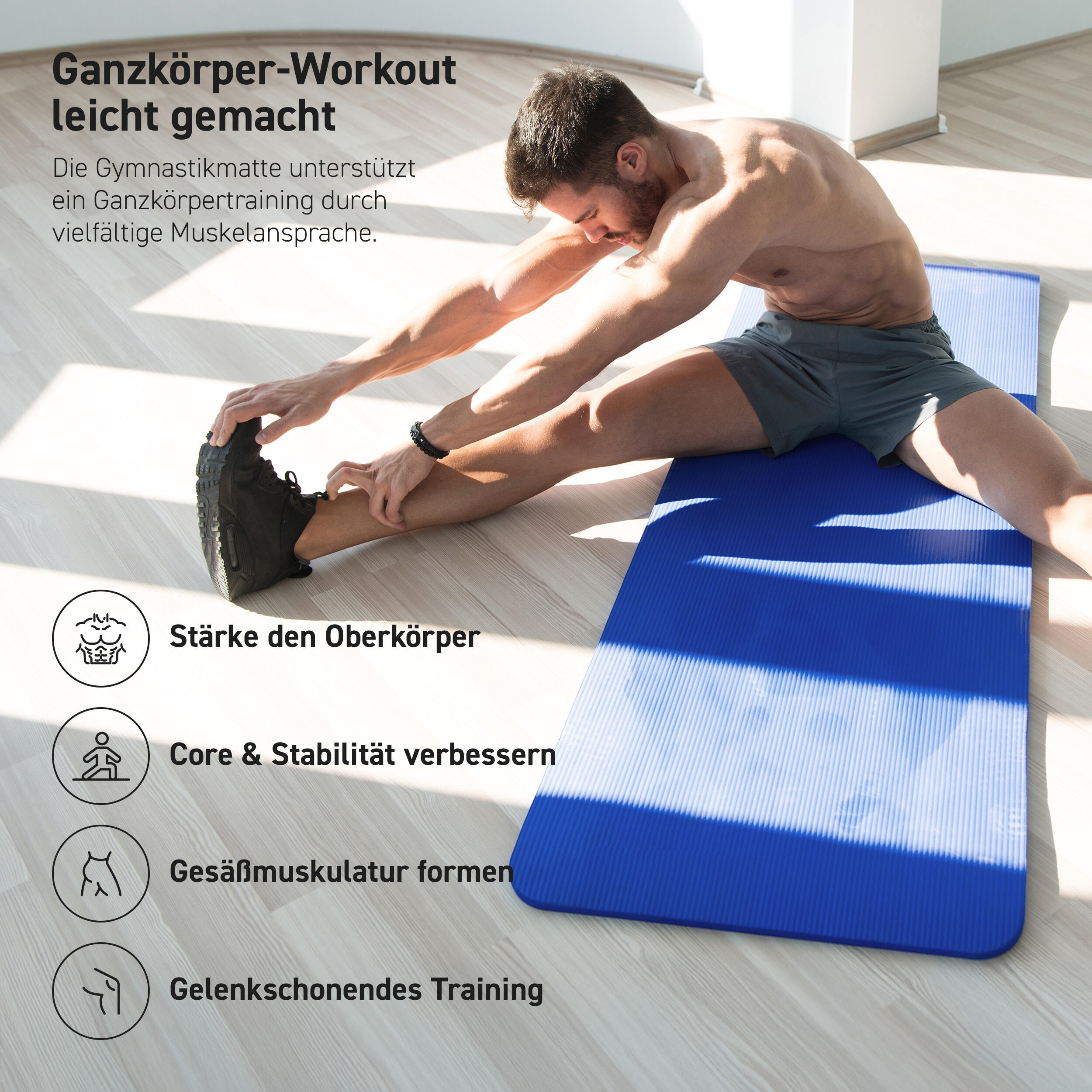 Gymnastikmatte Premium inkl. Gurt + Poster + Workout App / Hautfreundlich 6/8