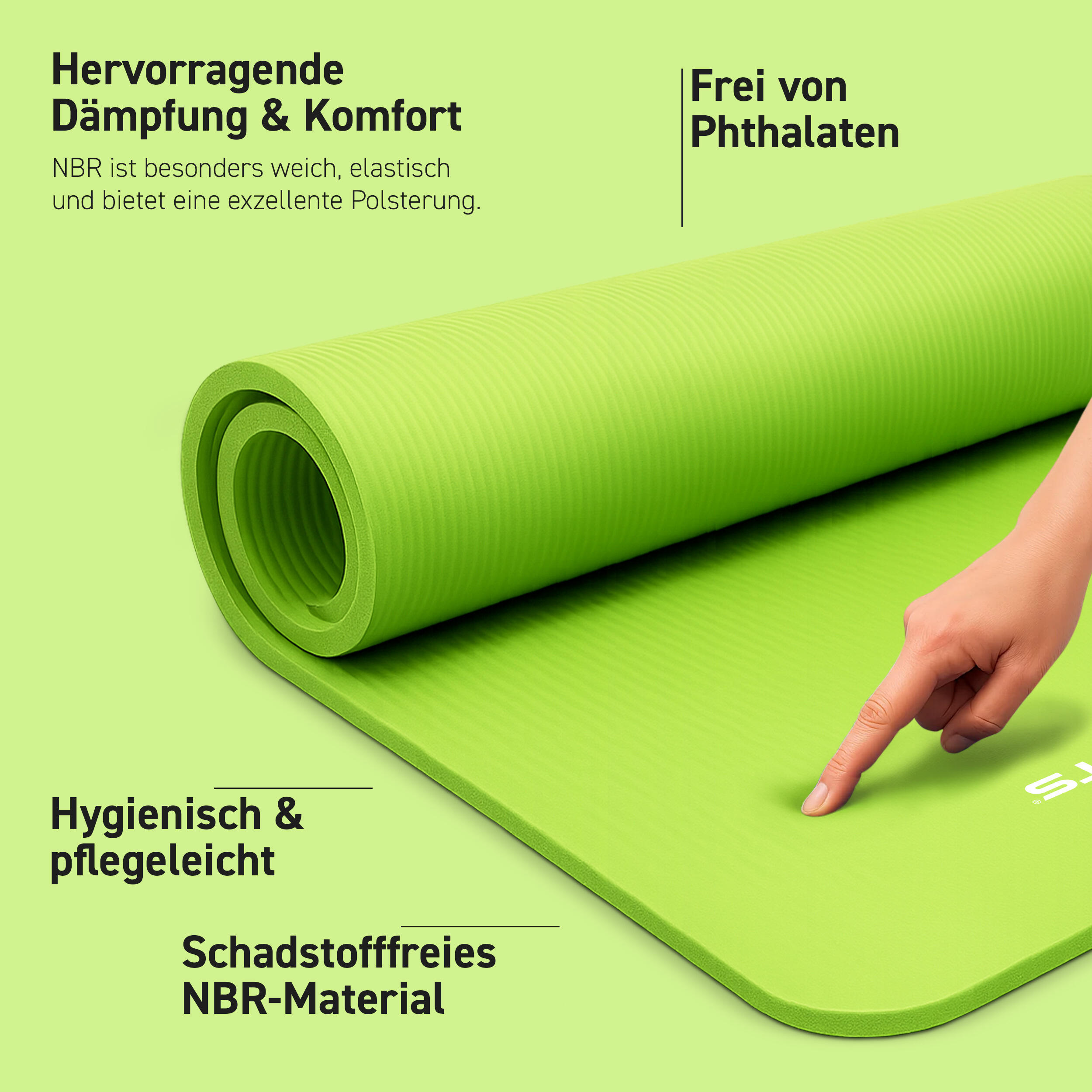 Gymnastikmatte Premium inkl. Gurt + Poster + Workout App / Hautfreundlich 2/8