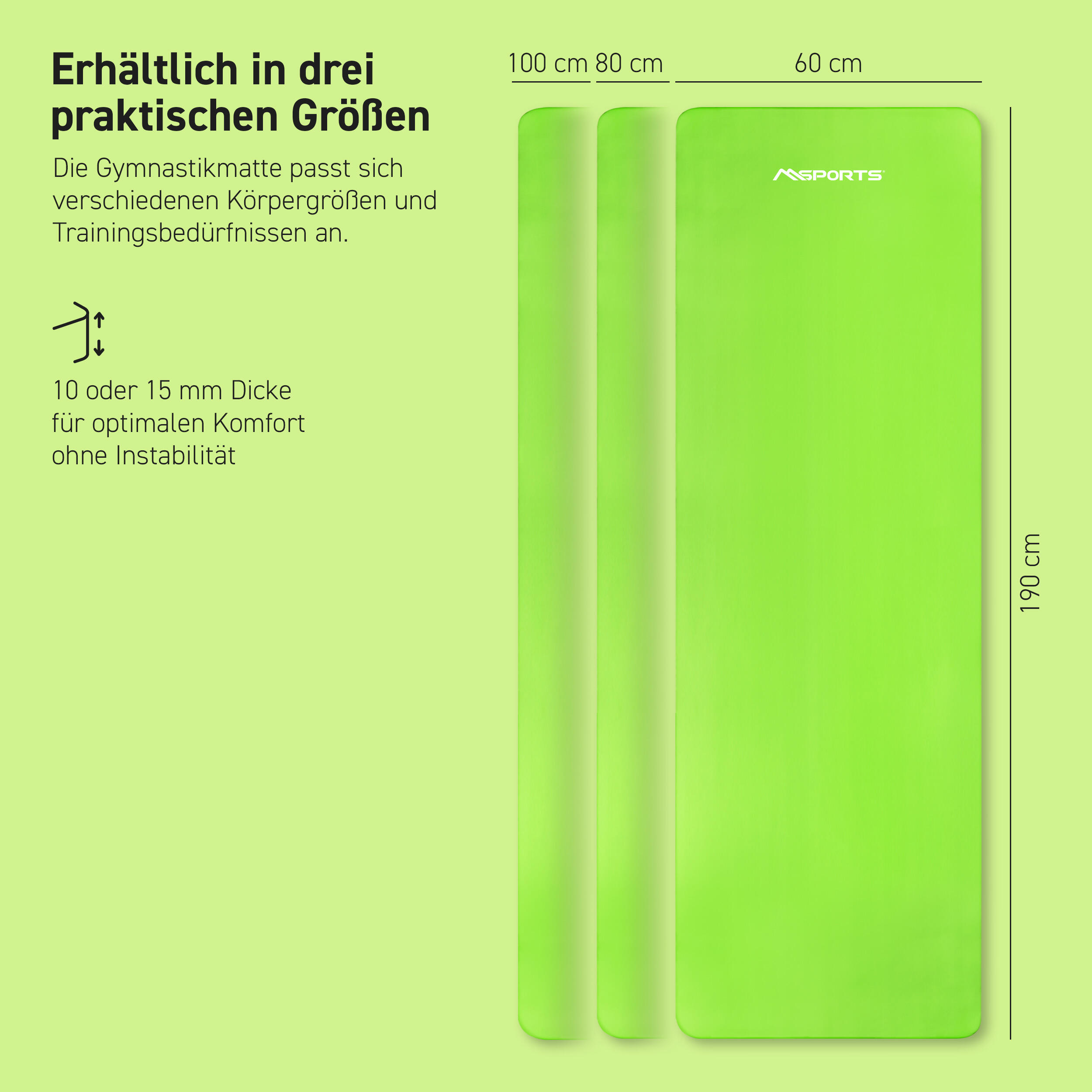 Gymnastikmatte Premium inkl. Gurt + Poster + Workout App / Hautfreundlich 5/8