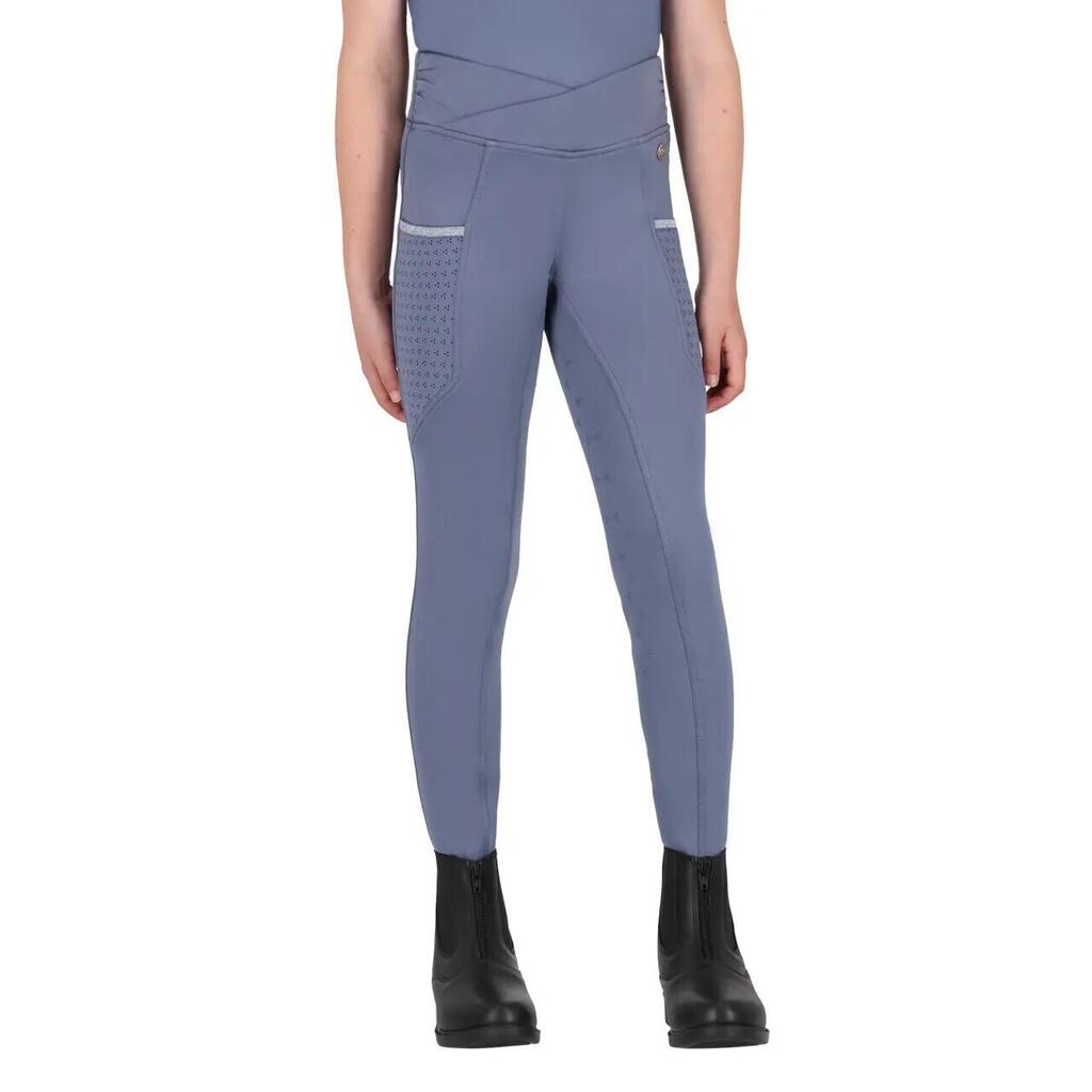Girls' mid grip riding leggings QHP Aubree