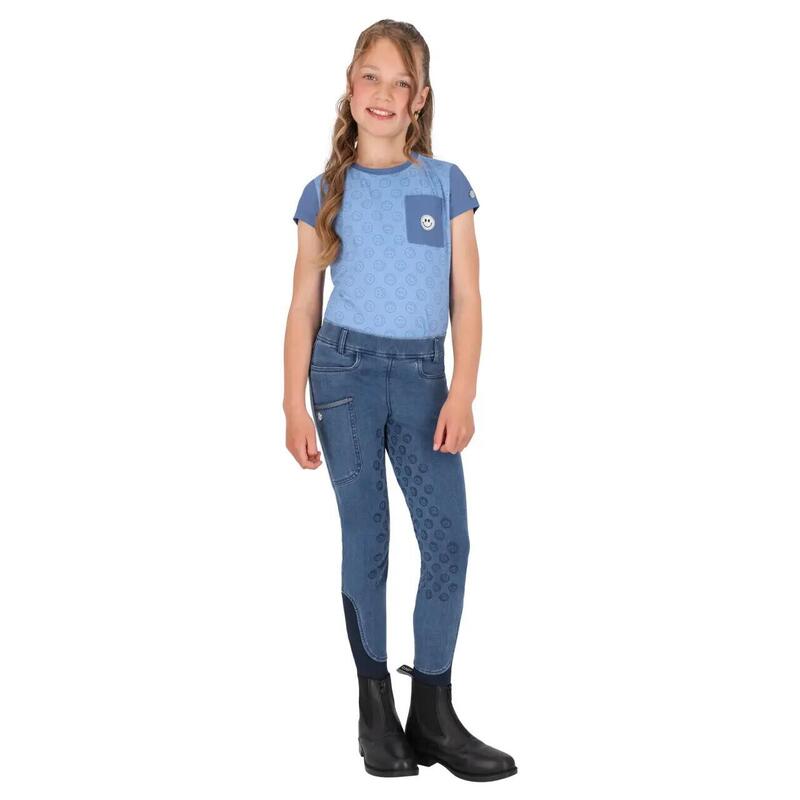 Legging echitație QHP Aubree cu prindere totală pentru fete