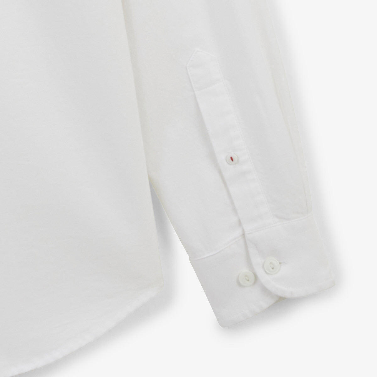 Camisa de manga larga de algodón oxford blanco con ribete tricolor 3/4