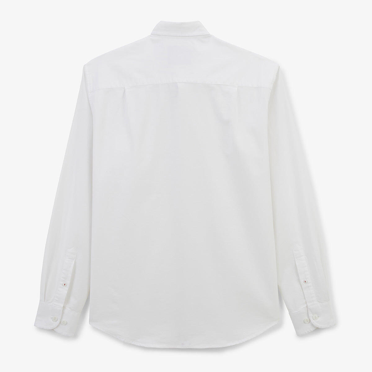 Camisa de manga larga de algodón oxford blanco con ribete tricolor 2/4