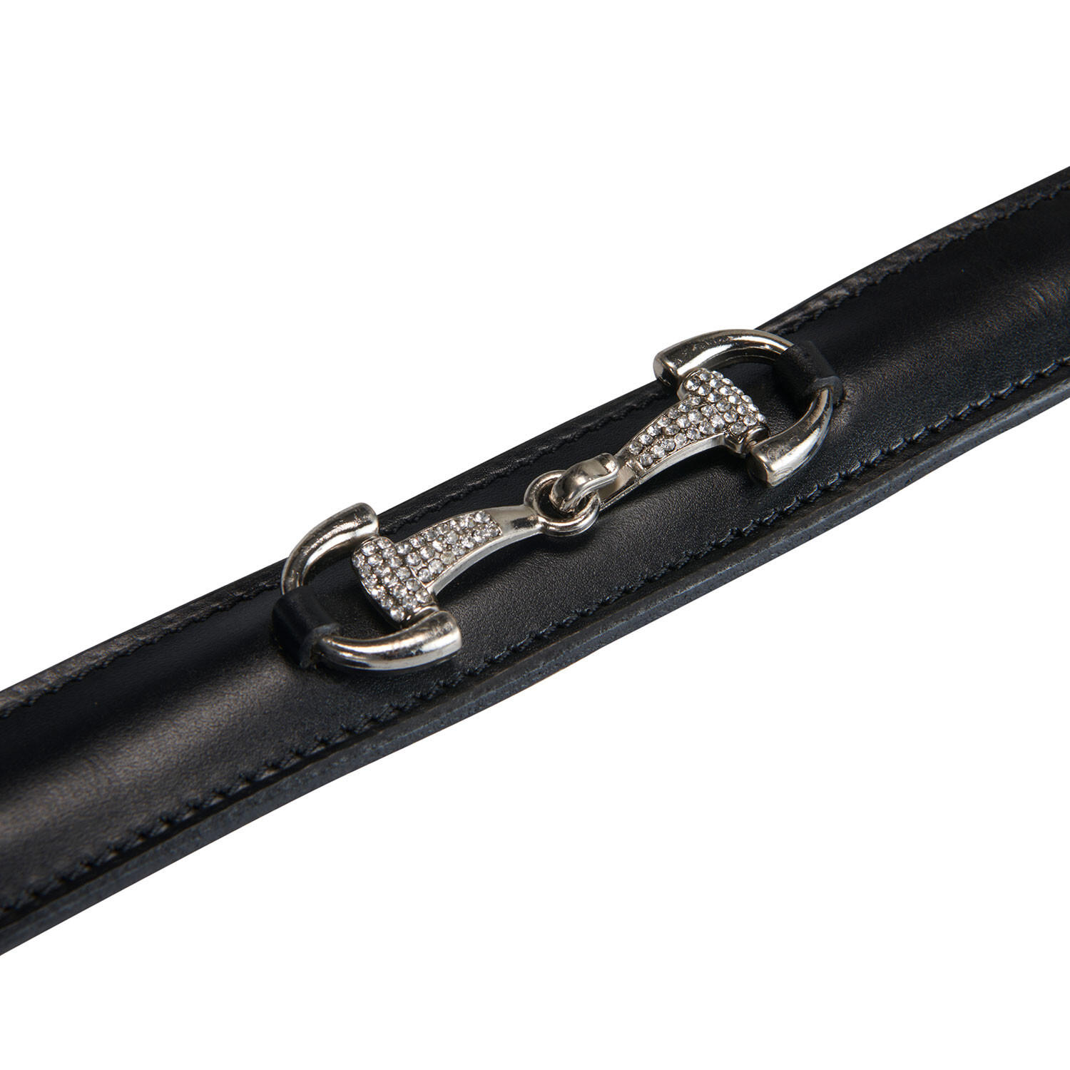 Cintura in cuoio con dettagli filetti e strass 4/7
