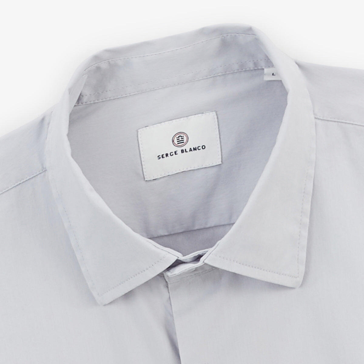 Camisa de manga larga de algodón elástico liso gris perla 3/4