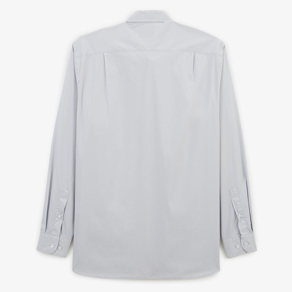 Camisa de manga larga de algodón elástico liso gris perla 2/4