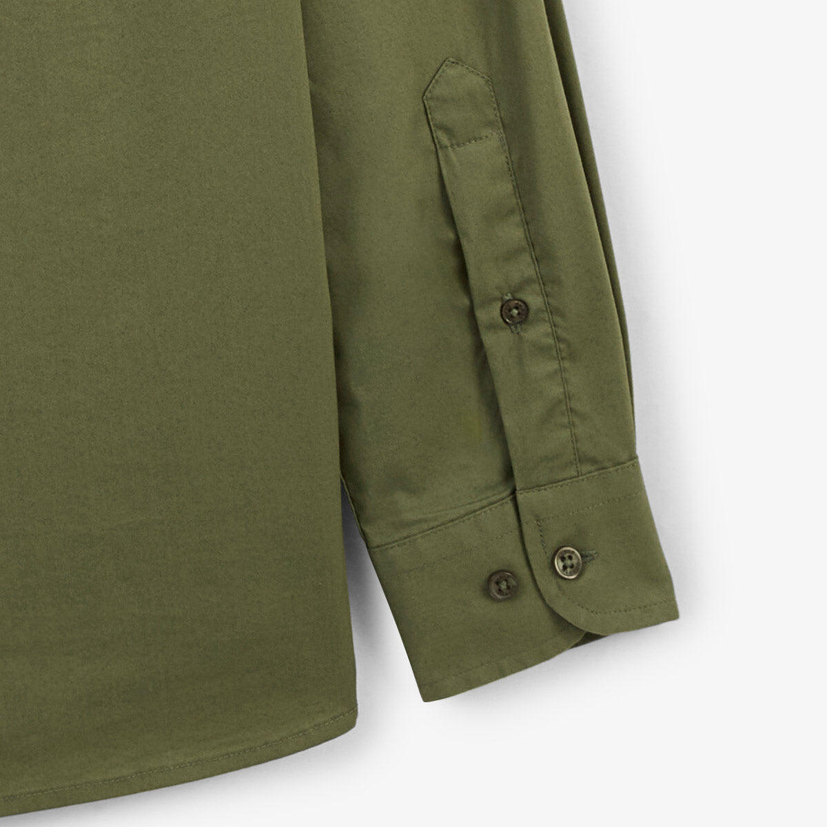 Camisa de manga larga de algodón elástico liso verde militar 5/6