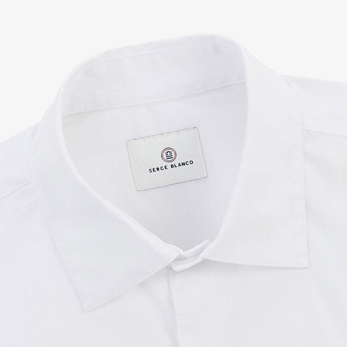 Camicia a maniche lunghe in cotone elasticizzato tinta unita bianca 4/5