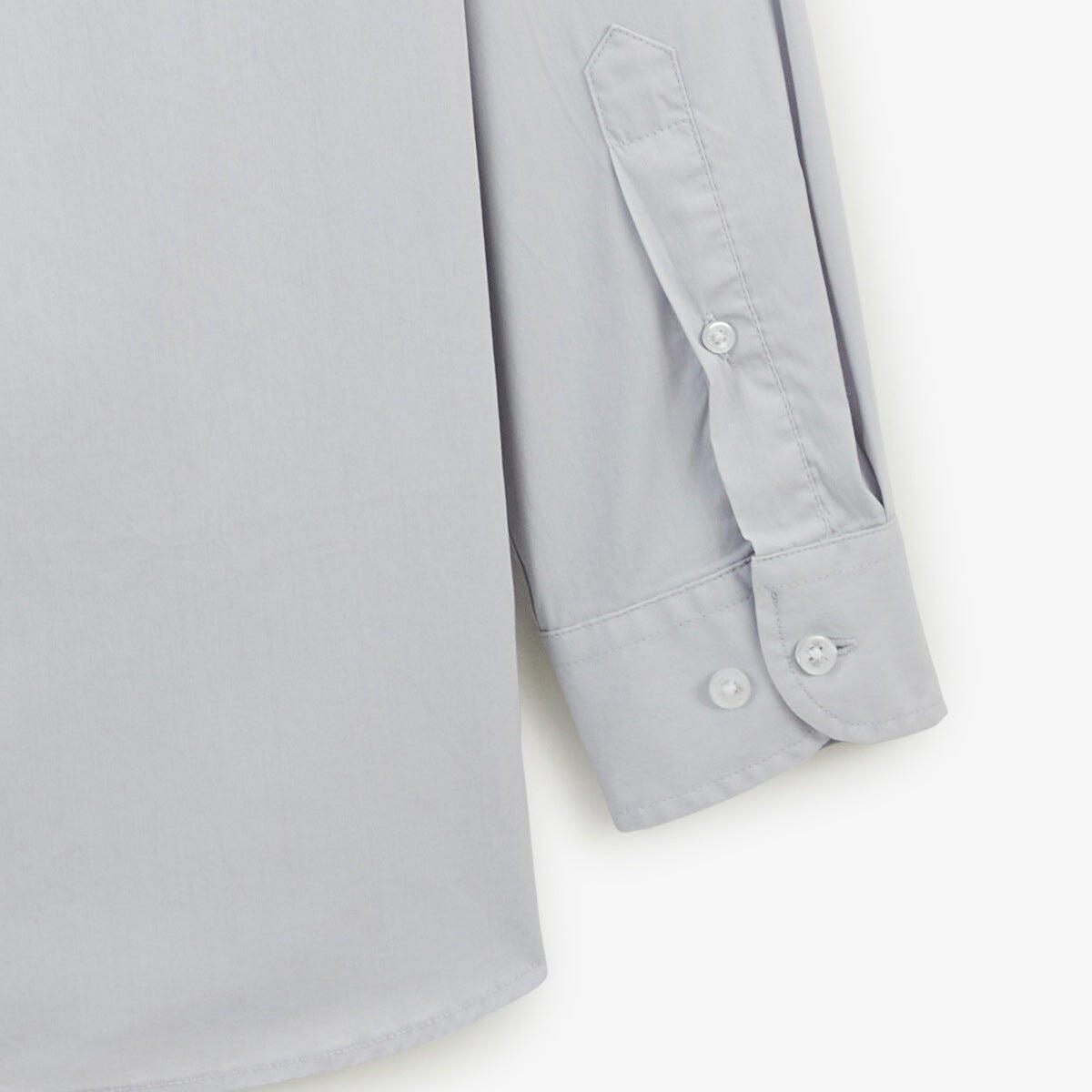 Camisa de manga larga de algodón elástico liso gris perla 4/4