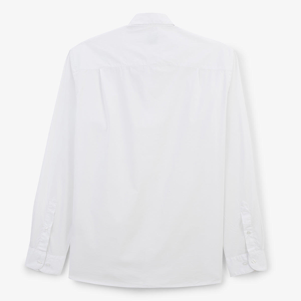 Camicia a maniche lunghe in cotone elasticizzato tinta unita bianca 3/5