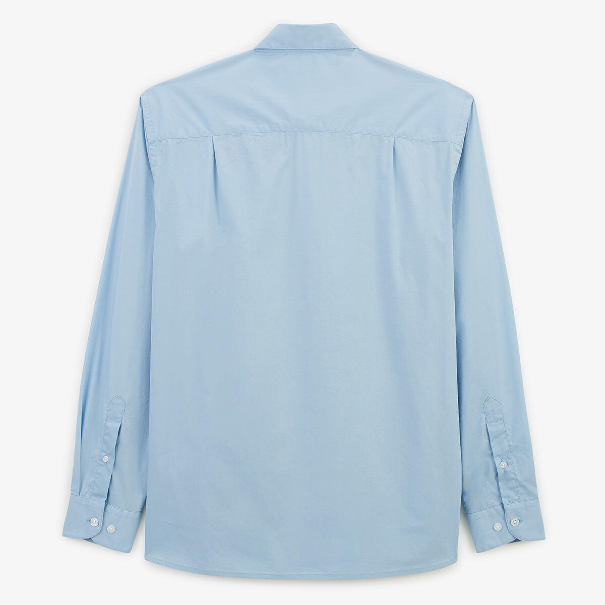 Camisa de manga larga de algodón elástico liso azul cielo 2/4