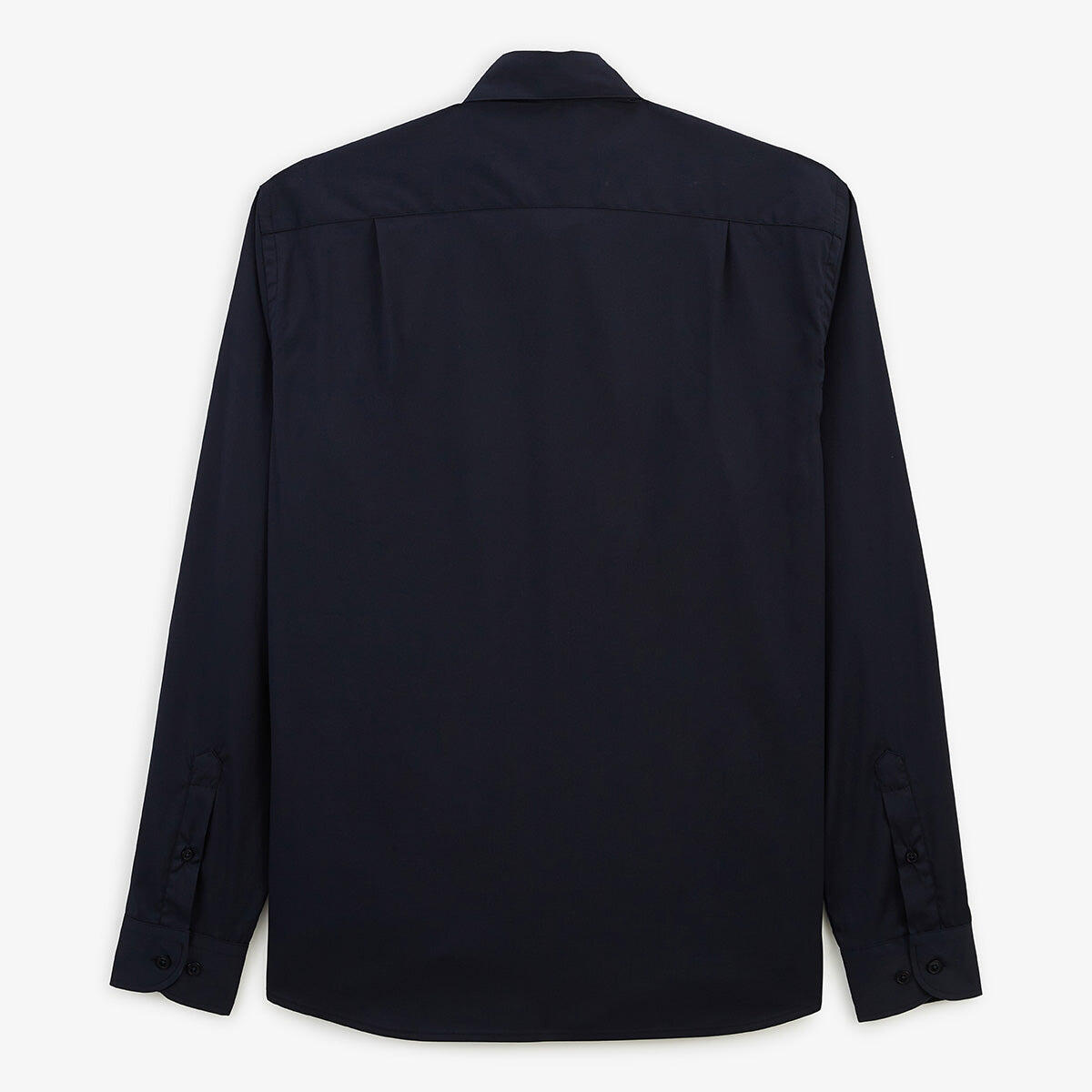Camicia a maniche lunghe in cotone elasticizzato tinta unita blu navy 2/4