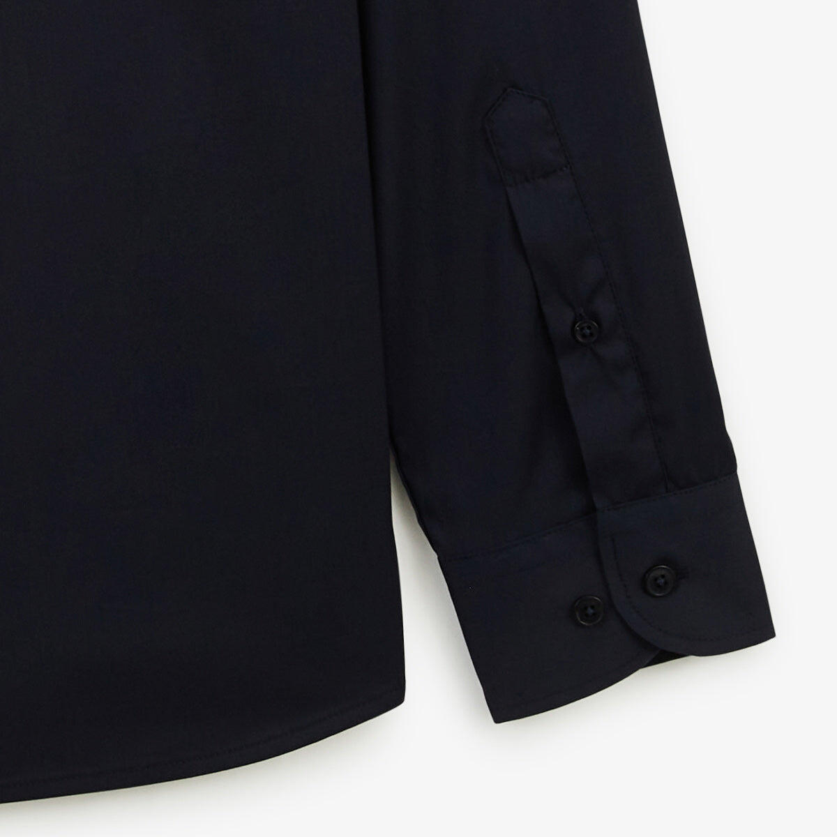 Camicia a maniche lunghe in cotone elasticizzato tinta unita blu navy 4/4