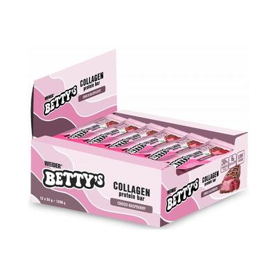 Weider betty's collagen protein bar (12x50g) choco-raspberry - repen