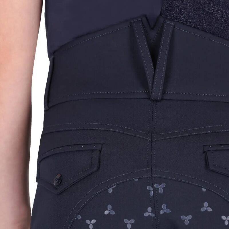 Pantalon echitație QHP Aubree cu grip complet pentru fete