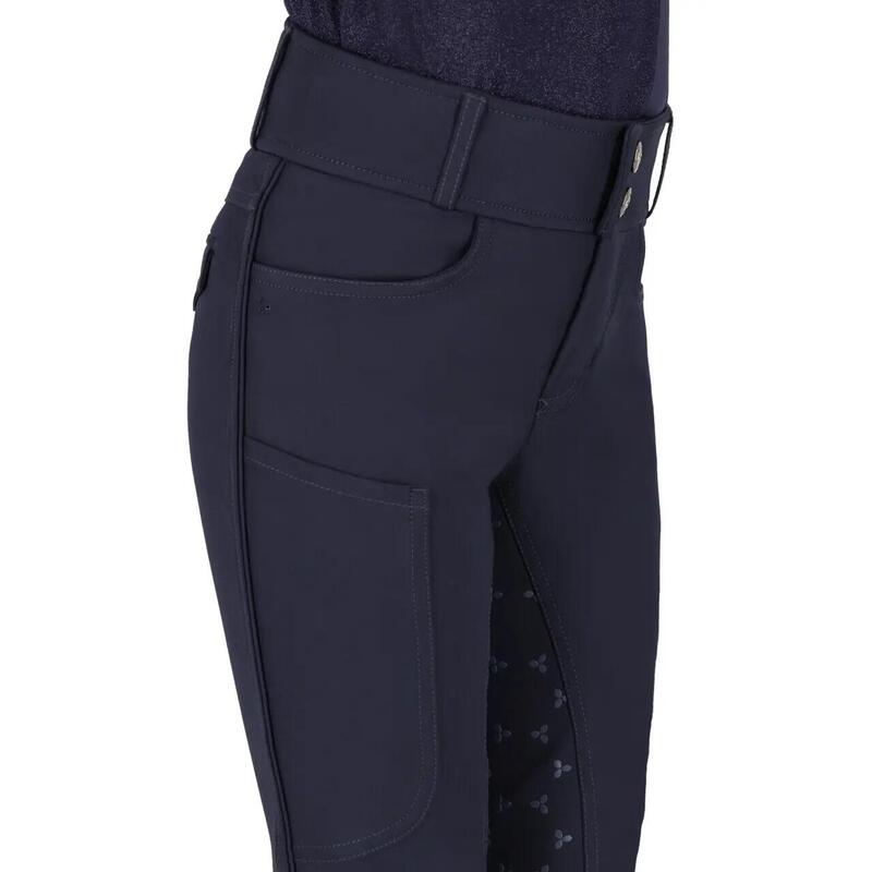 Pantalon echitație QHP Aubree cu grip complet pentru fete