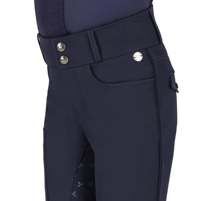Pantalon echitație QHP Aubree cu grip complet pentru fete