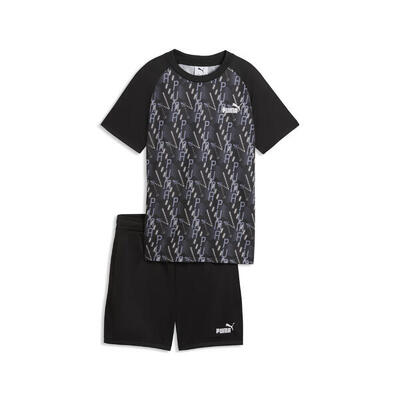Train all day essentials bedrukte set met t-shirt en short voor jongeren puma