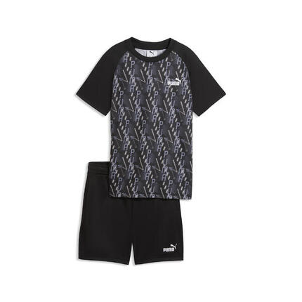 TRAIN ALL DAY Essentials Bedrucktes T-Shirt und Shorts im Set Jungen PUMA