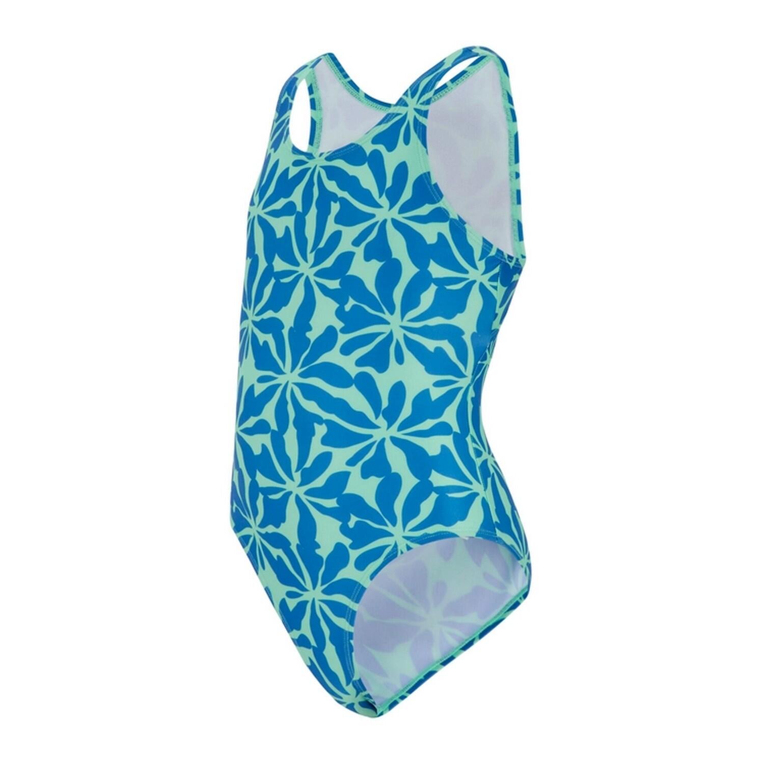 Maillot De Bain 1 Pièce Motif/style Floral Fille (Bleu Vif) 3/4