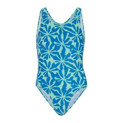 Gebloemd eendelig badpak voor meisjes (sonisch blauw)