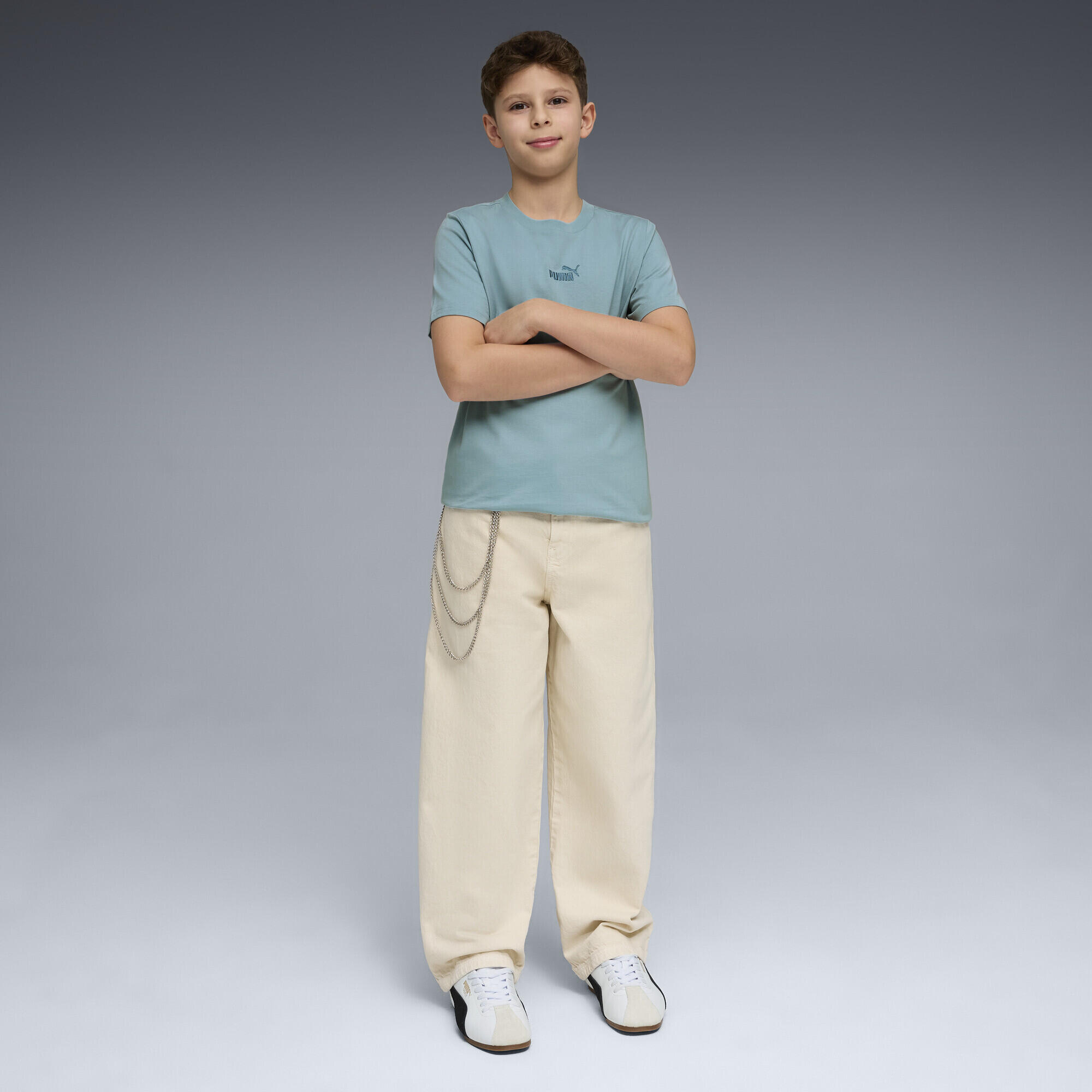 Camiseta infantil confortável logo bordado Essentials No. 1 Logo PUMA 4/5