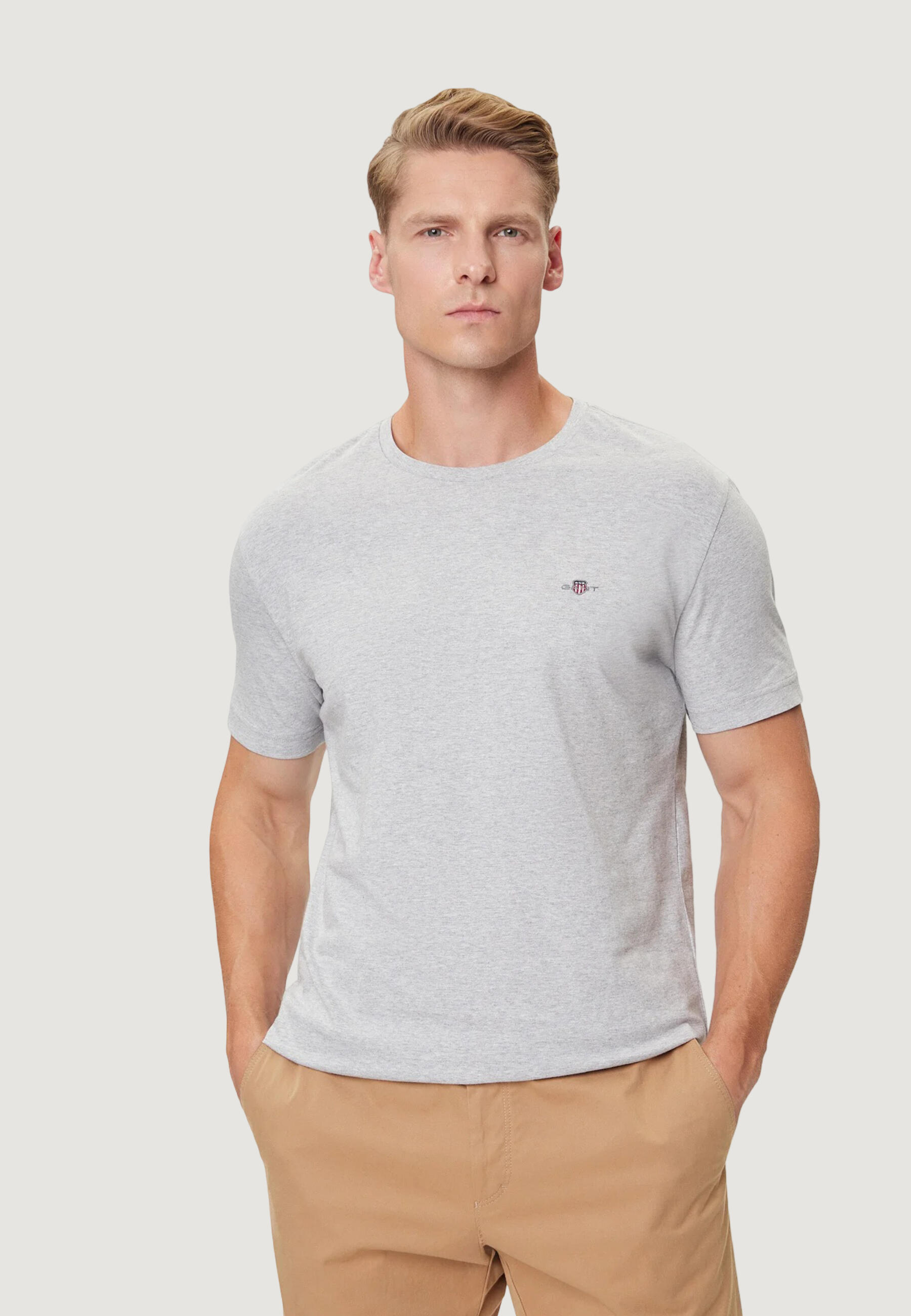 T-shirt maniche corte Uomo REG SHIELD SS T-SHIRT Grigio Chiaro 1/4