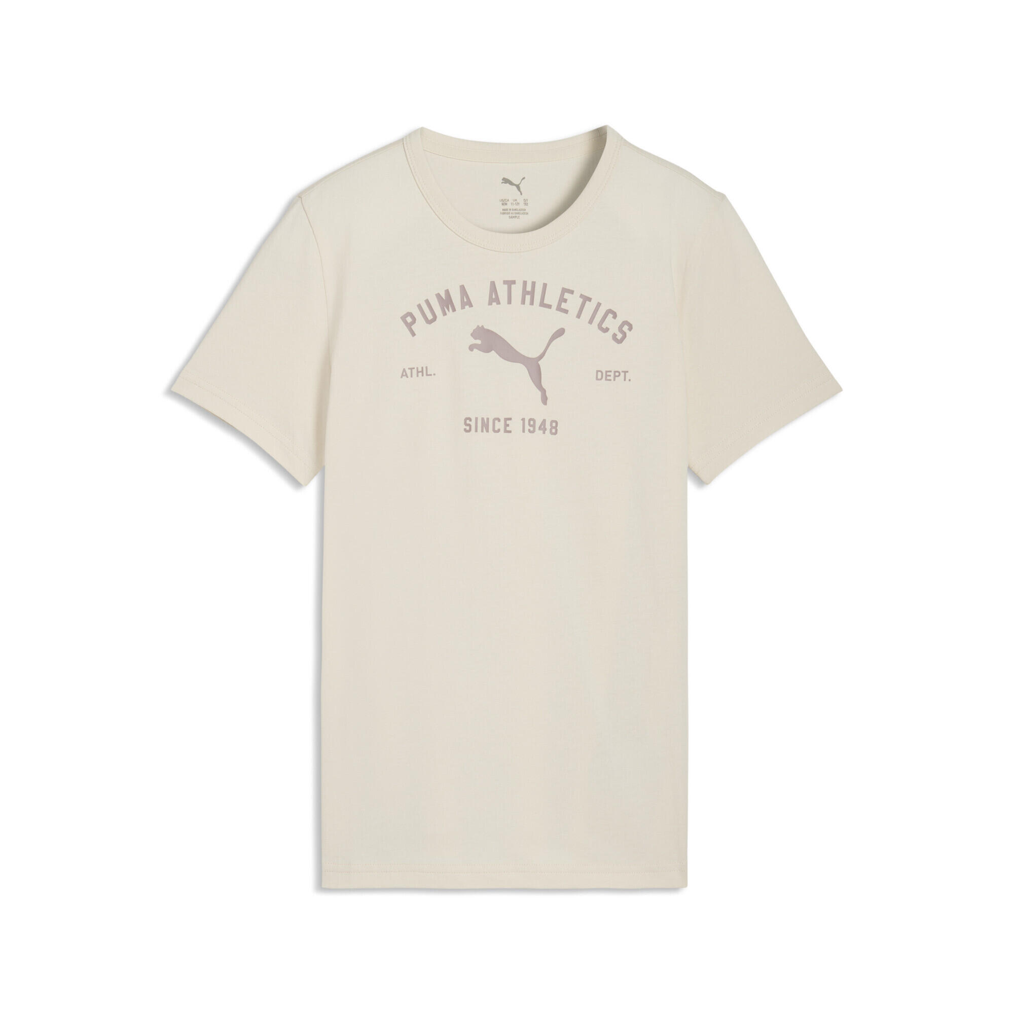 Tricou alergare copii imprimeu logo, crem PUMA