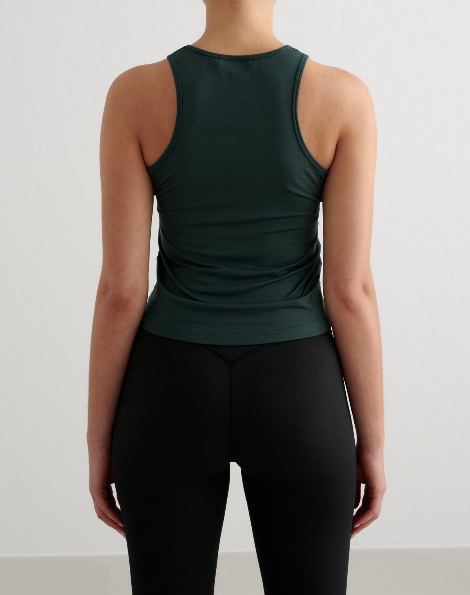 Mujer Camiseta Sin Mangas Suave Transpirable Verde Oscuro 2/6