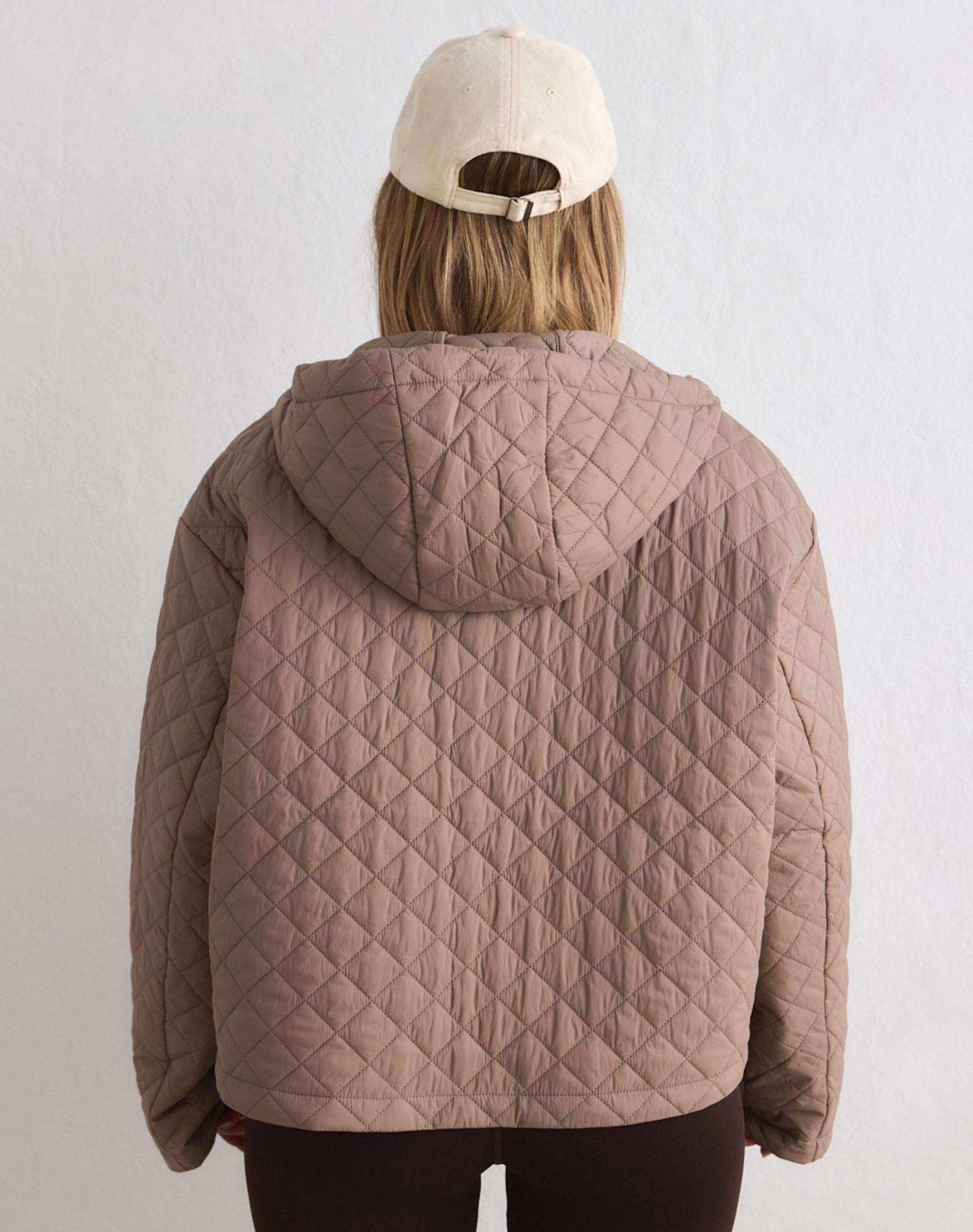 Anorak Mujer Acolchado Corto Repelente al Agua Reciclado 1/2 Cremallera Marrón 2/6