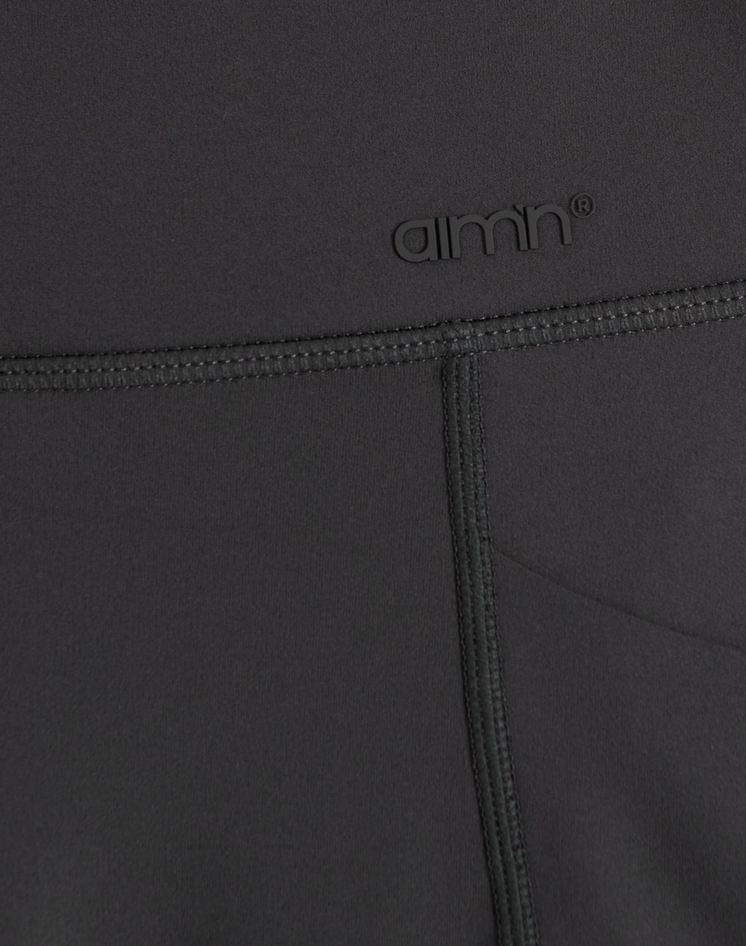 Mujer Leggings con Bolsillos Transpirable Gris Oscuro 3/4