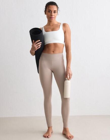 Femme Leggings Taille mi-haute Évacuation de l'humidité Beige Foncé