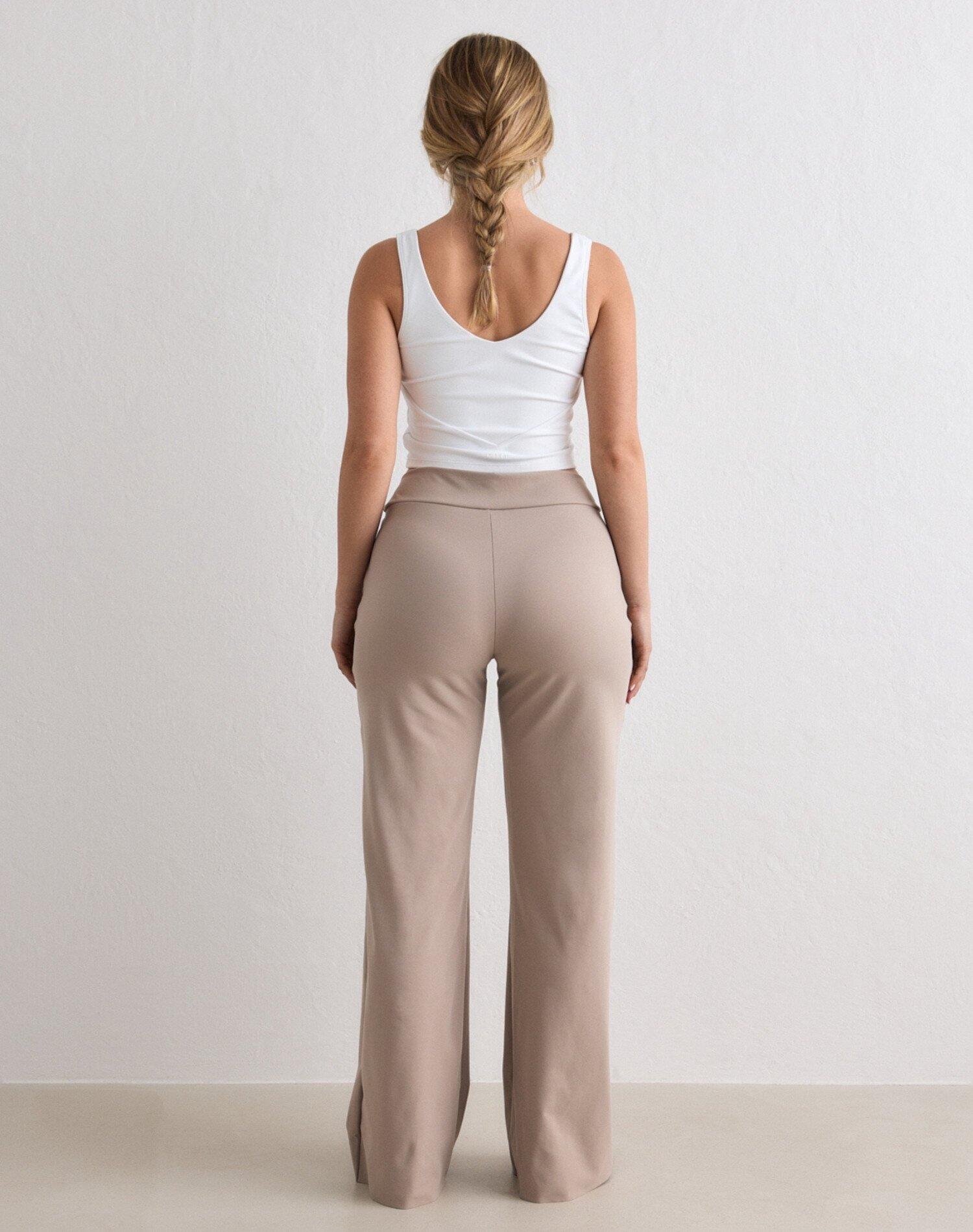 Pantaloni da Donna Ultra-morbidi Vita Alta Gamba Dritta Sense Argilla Scura 2/6