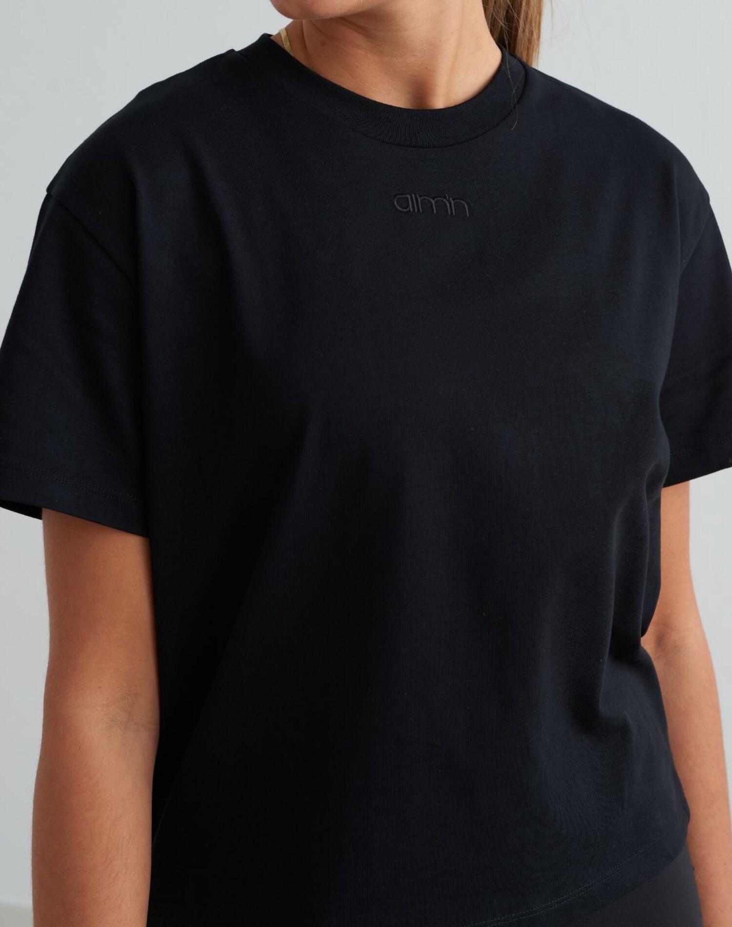 Femme T-shirt Ample à Manches Courtes Noir 3/5