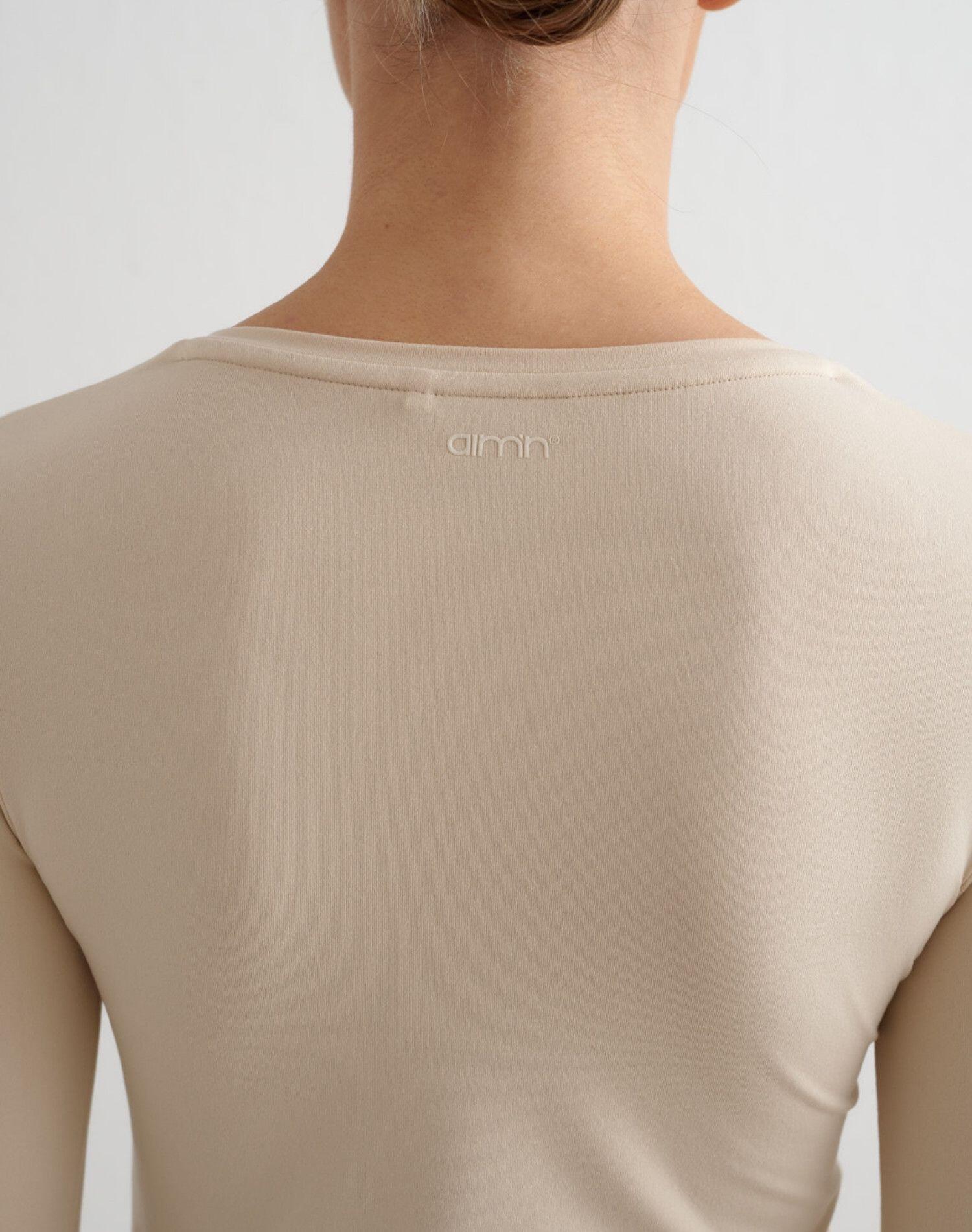 Femme Haut Manches Longues Ultra-doux Séchage Rapide Col en V Soft Basic Beige 3/6