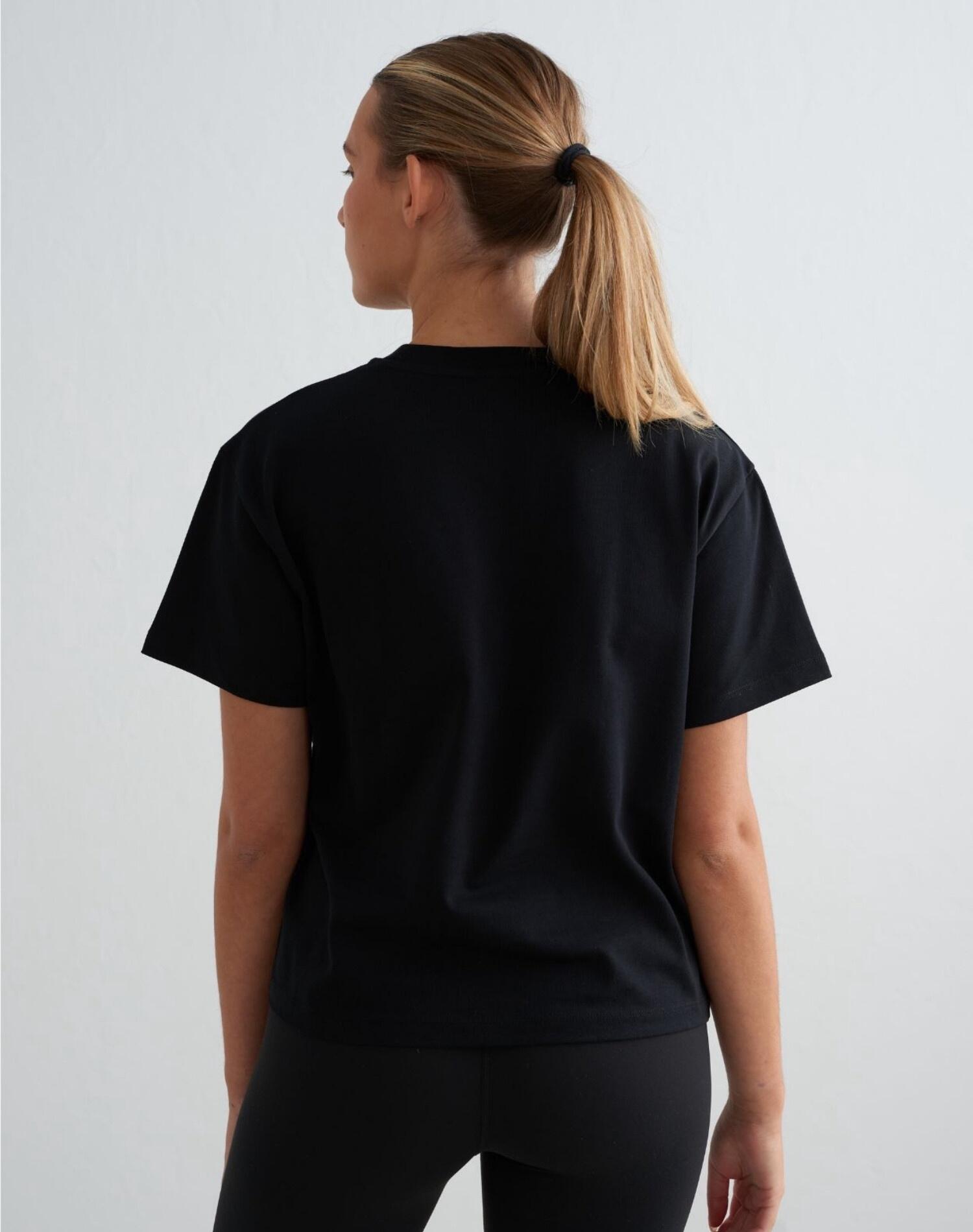 Femme T-shirt Ample à Manches Courtes Noir 2/5