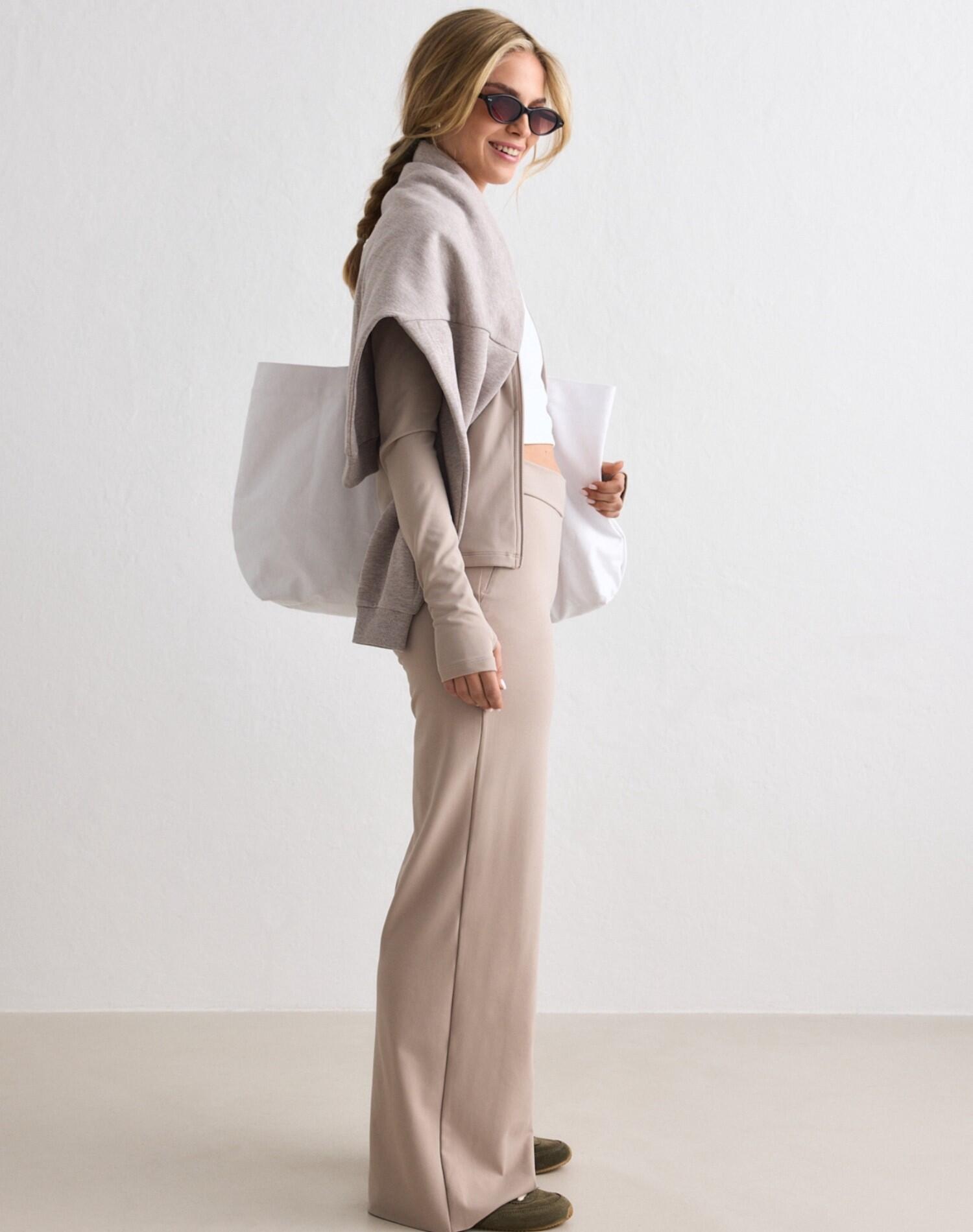 Pantaloni da Donna Ultra-morbidi Vita Alta Gamba Dritta Sense Argilla Scura 4/6
