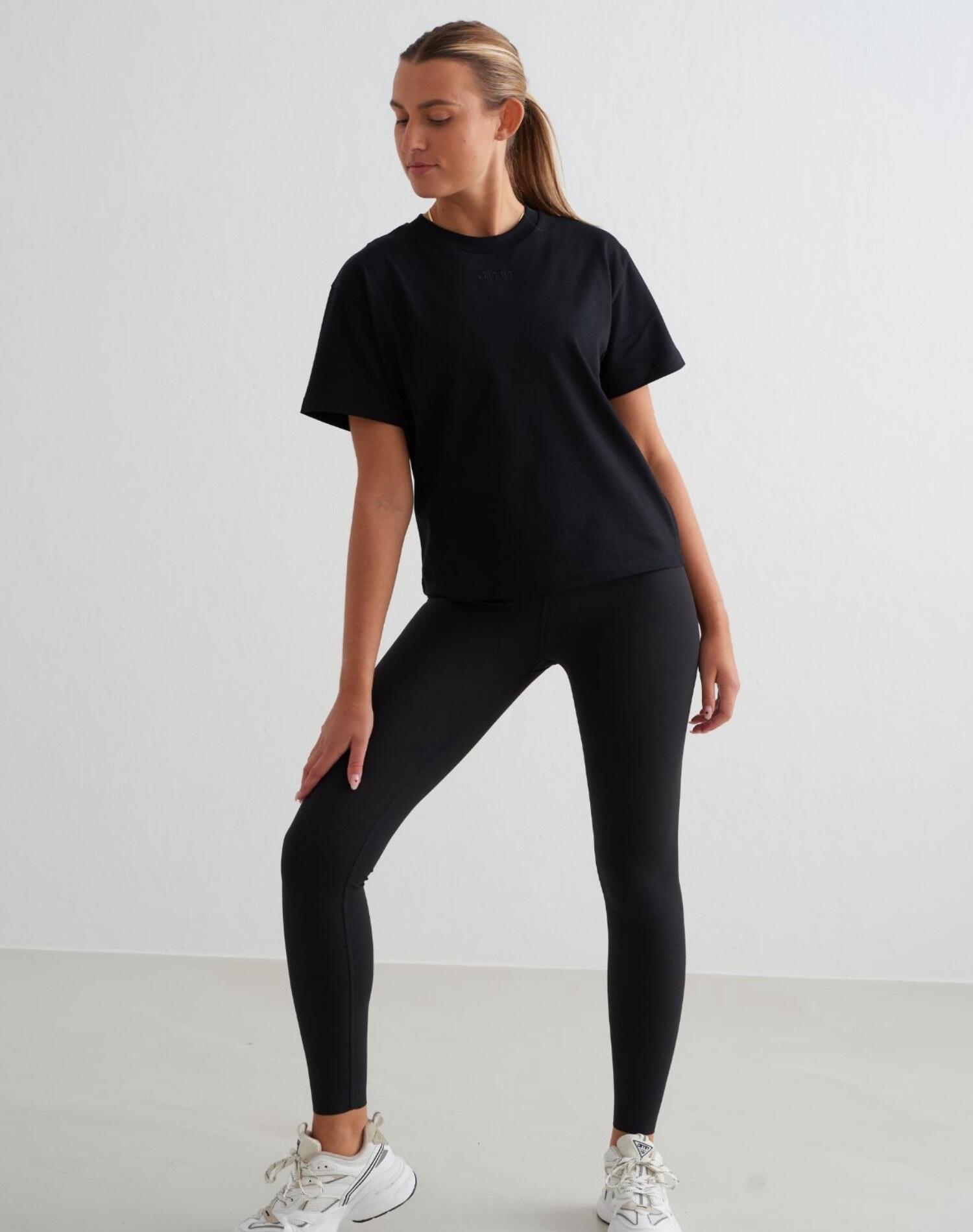 Femme T-shirt Ample à Manches Courtes Noir 4/5