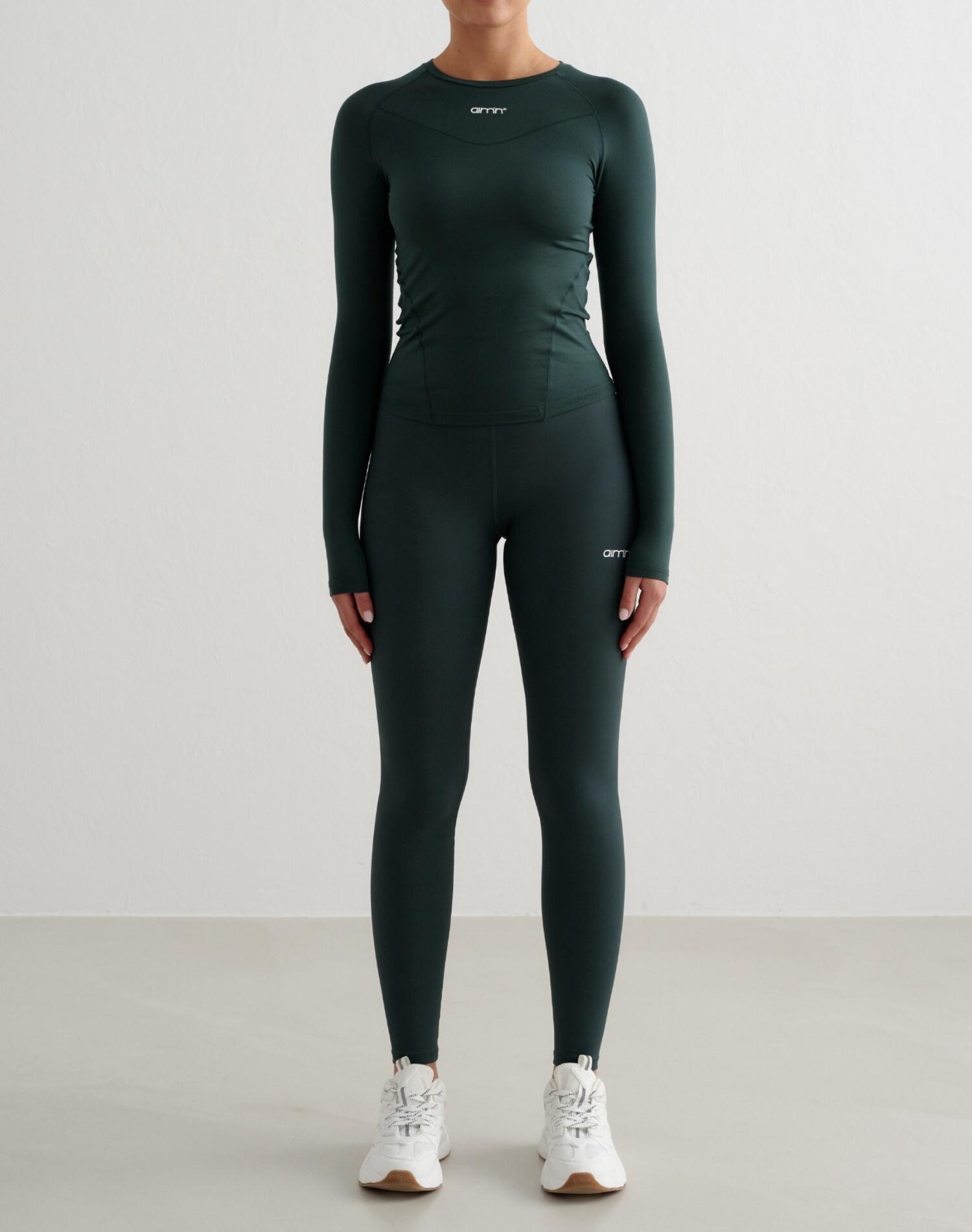 Mujer Camiseta de Manga Larga Suave Transpirable Verde Oscuro 4/6
