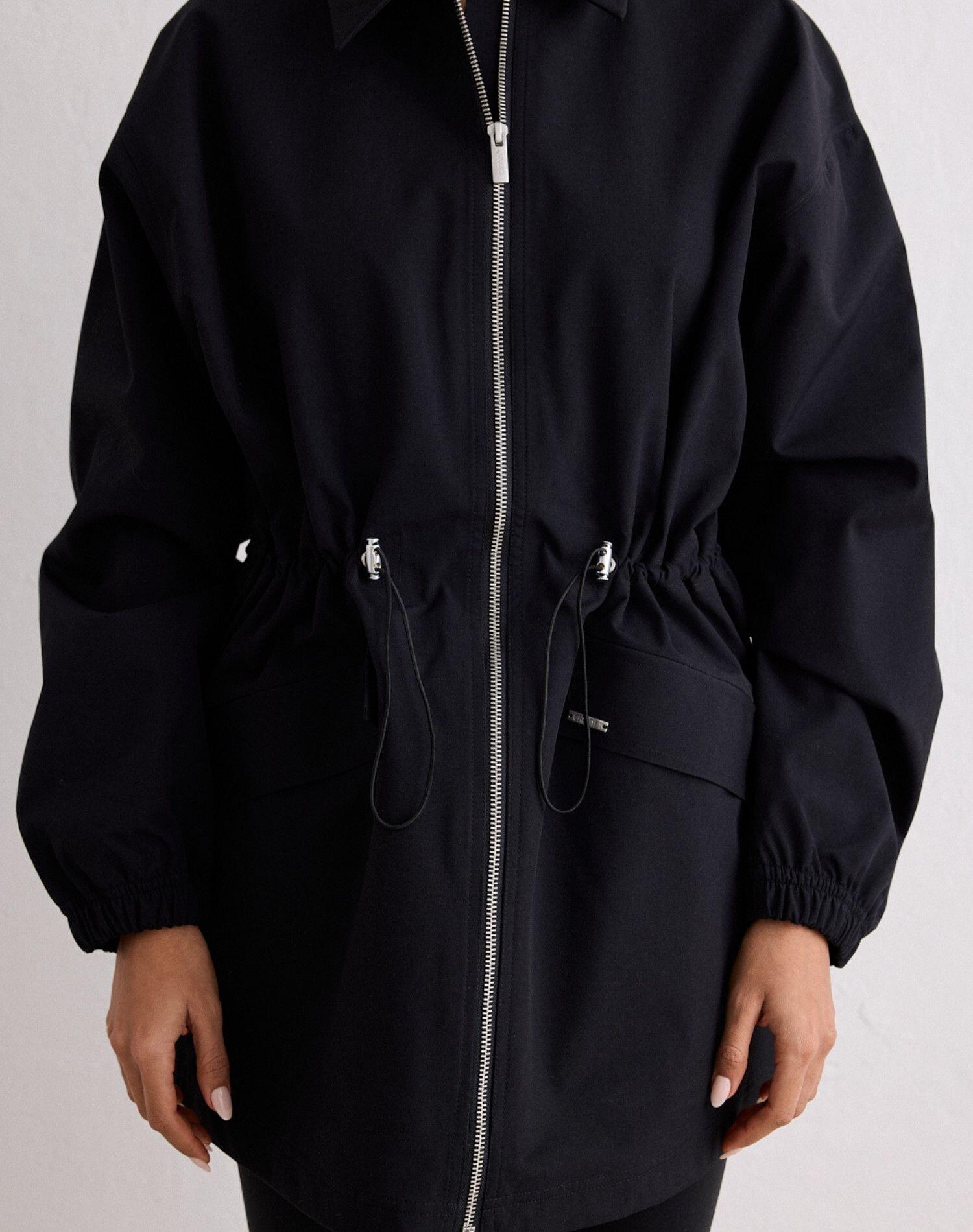 Femme Veste Zippée Imperméable Noir 3/5