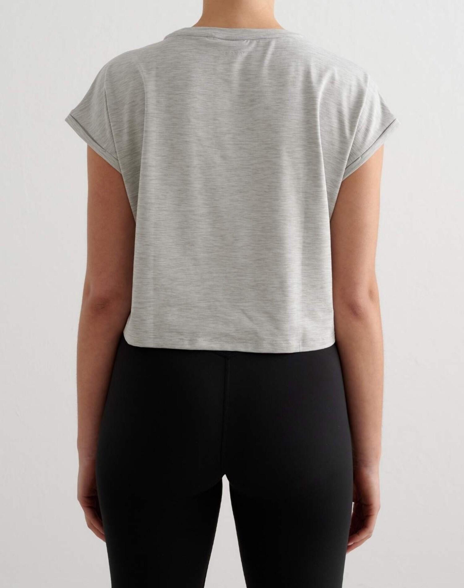 Top da Allenamento Donna Ultramorbido Soft Basic Roll Sleeve Grigio Melange 2/4